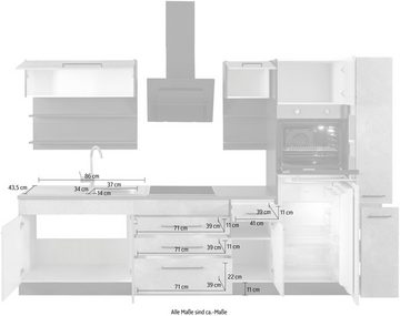 HELD MÖBEL Küchenzeile Tulsa, ohne E-Geräte, Breite 320 cm, schwarze Metallgriffe, MDF Fronten
