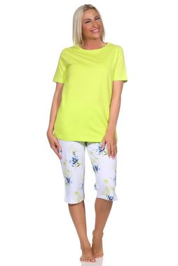 Normann Pyjama Normann Damen Capri Pyjama mit floralen Print - auch in Übergröße