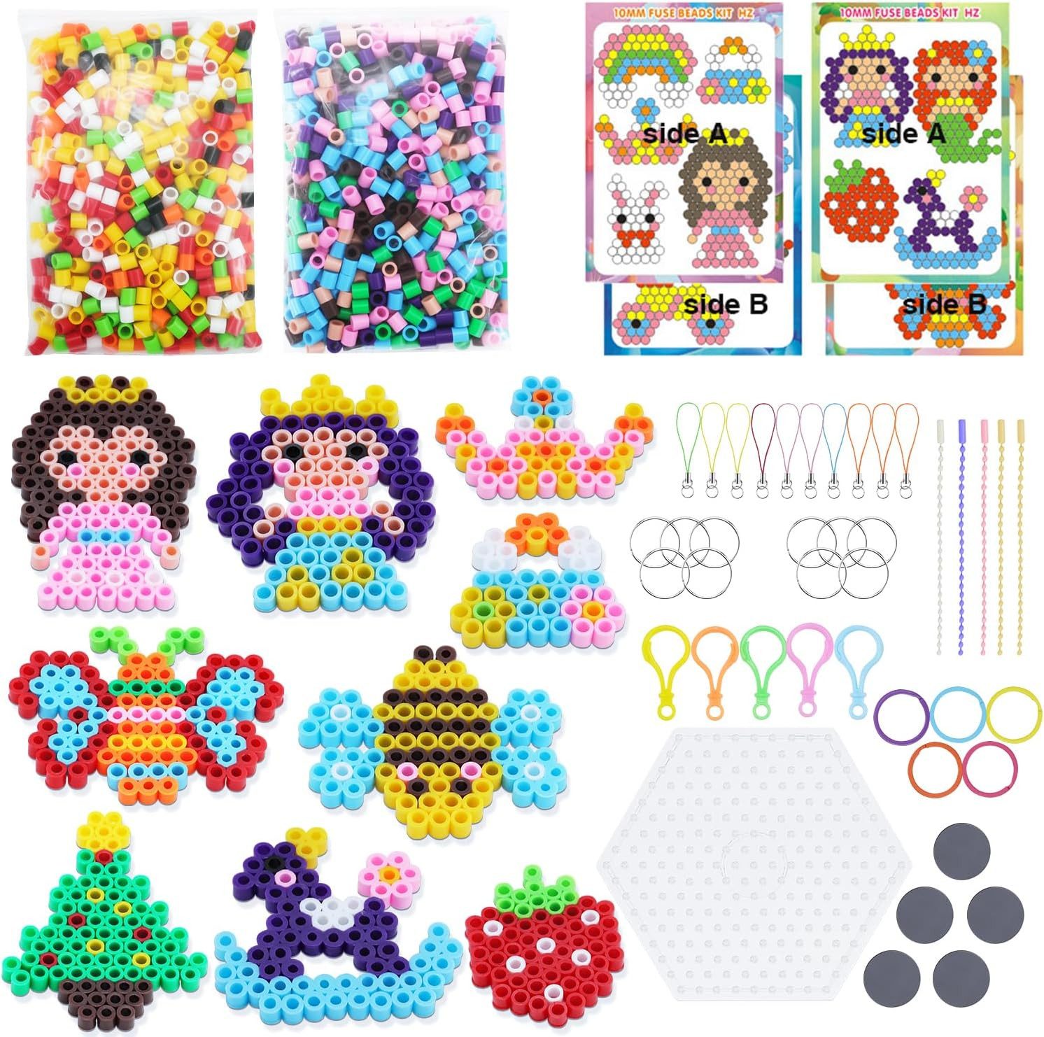 Aischens Bügelperlen Bügelperlen Set 1500 Stück 10 mm mit Steckplatte und Bügelpapier, (Kreatives Bastel- und Lernset für Kinder ab 3 Jahren 1546-tlg), Bügelperlen Set 1500 Stück 10 mm mit Steckplatte + Zubehör für Kinder