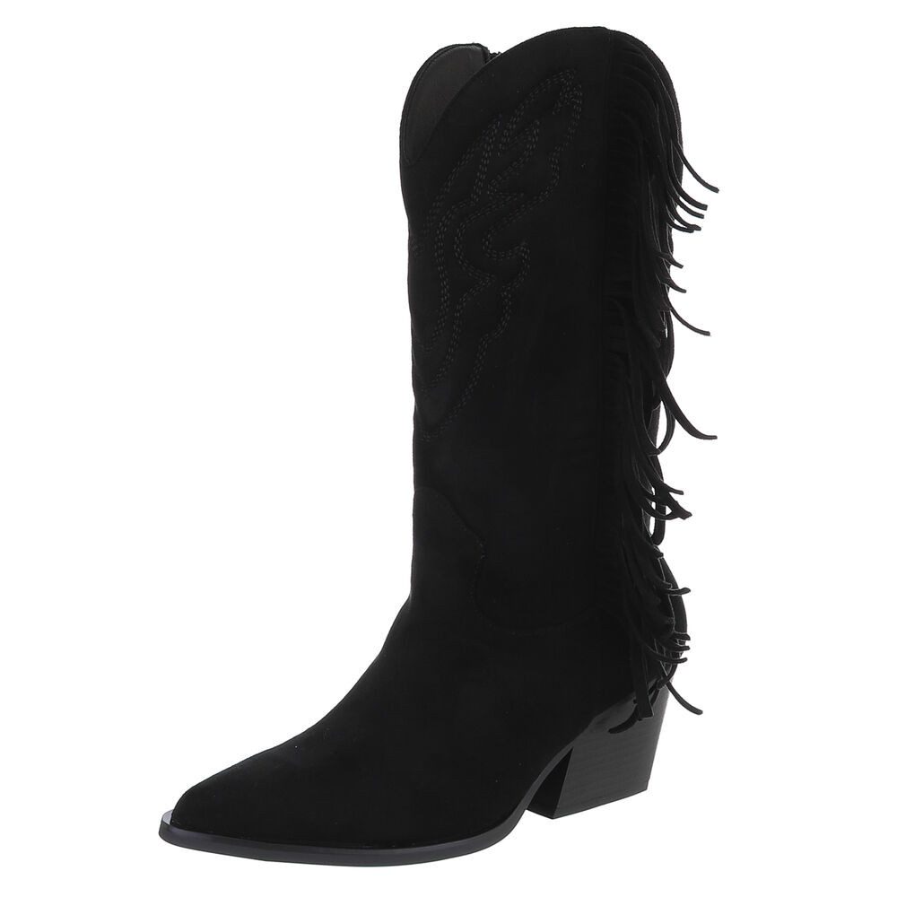 Ital-Design Moderne Damen-Stiefel mit Fransen für günstig online kaufen