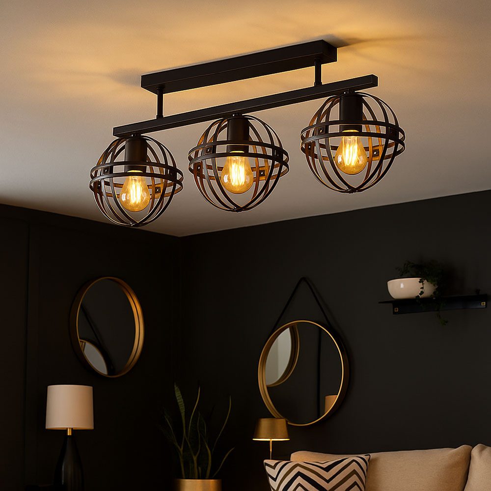 GLOBO LIGHTING Kugelleuchte, Leuchtmittel nicht inklusive, Deckenlampe Deckenleuchte Wohnzimmerlampe Metall Schwarz-matt