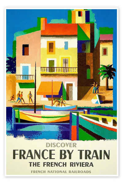 Posterlounge Poster Vintage Travel Collection, Frankreich mit dem Zug - French National Railroads, Vintage Illustration