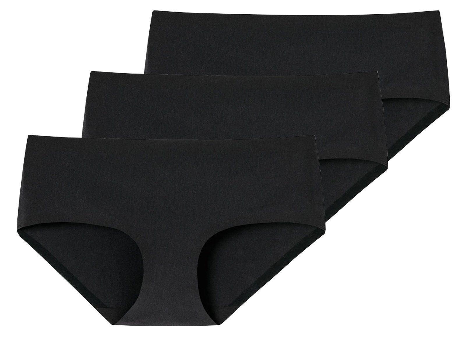 Schiesser Panty Damen Panty, 3er Pack - Invisible Cotton, Nahtlos Schwarz/Schwarz/Schwarz
