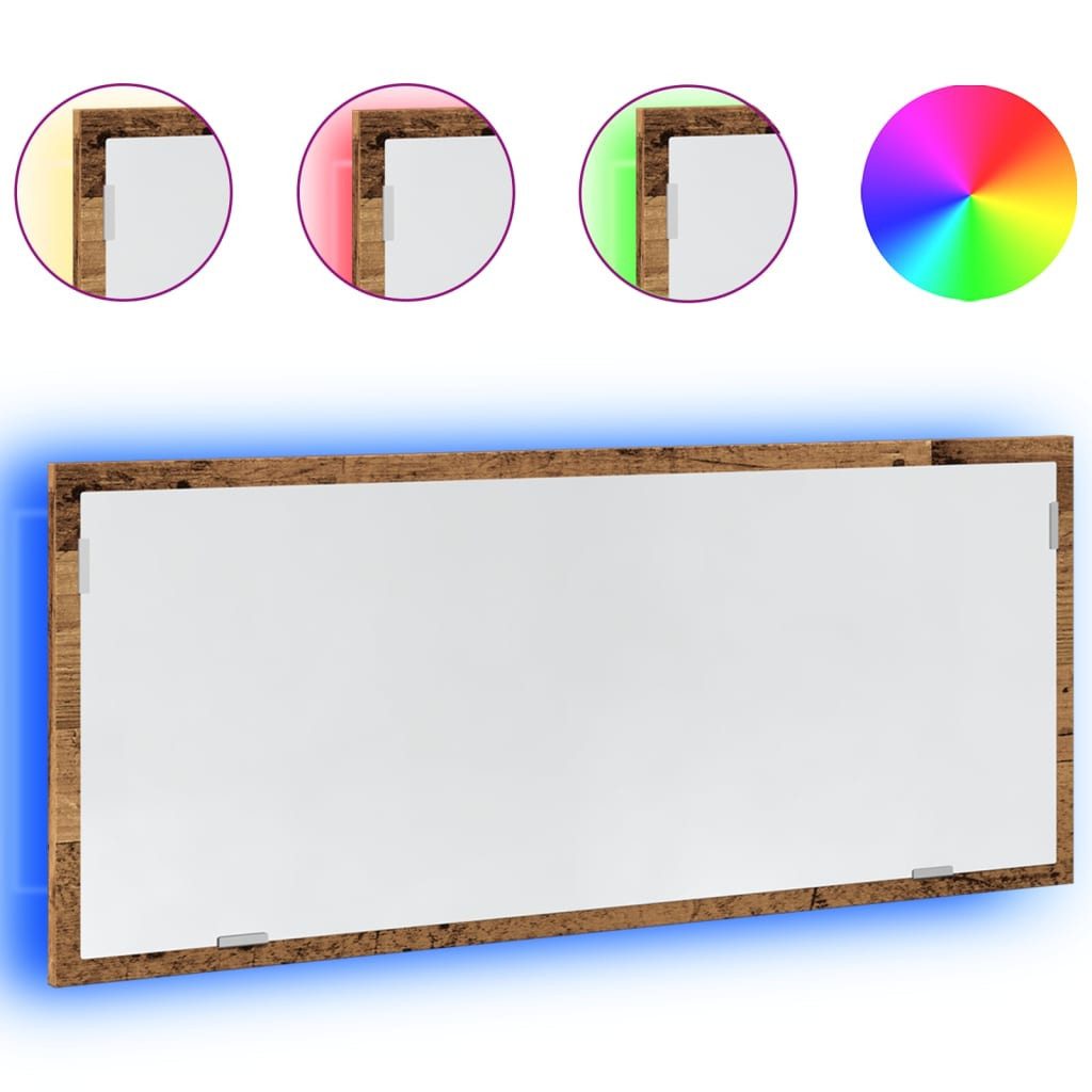 Spiegel LED-Badspiegel Altholz-Optik 100x8,5x37 cm Holzwerkstoff