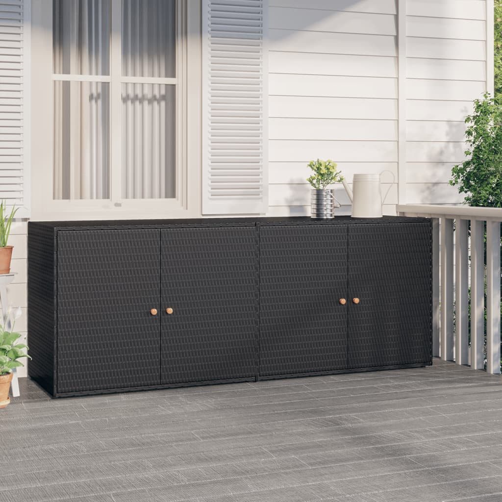 vidaXL Garten-Geräteschrank NA Gartenschrank Schwarz 198x55,5x80 cm Polyrattan Terrasse Balkon Ver