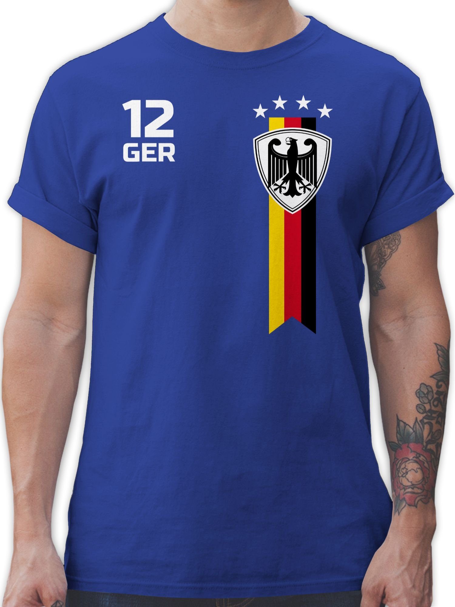 Fan 3 Royalblau 2024 WM EM T-Shirt Deutschland Fussball Shirtracer