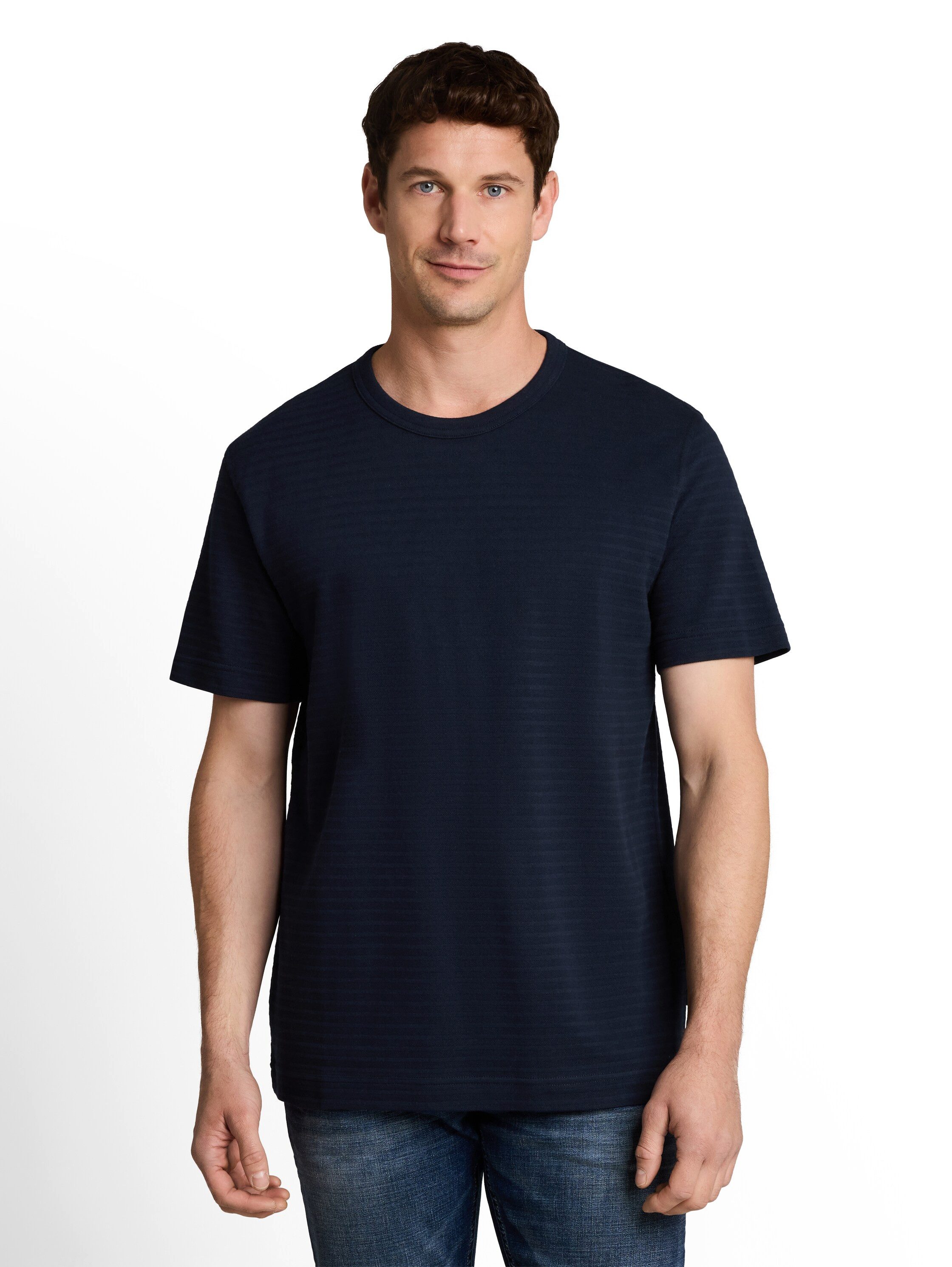 TOM TAILOR Kurzarmshirt Sommershirt mit feiner Streifen-Struktur