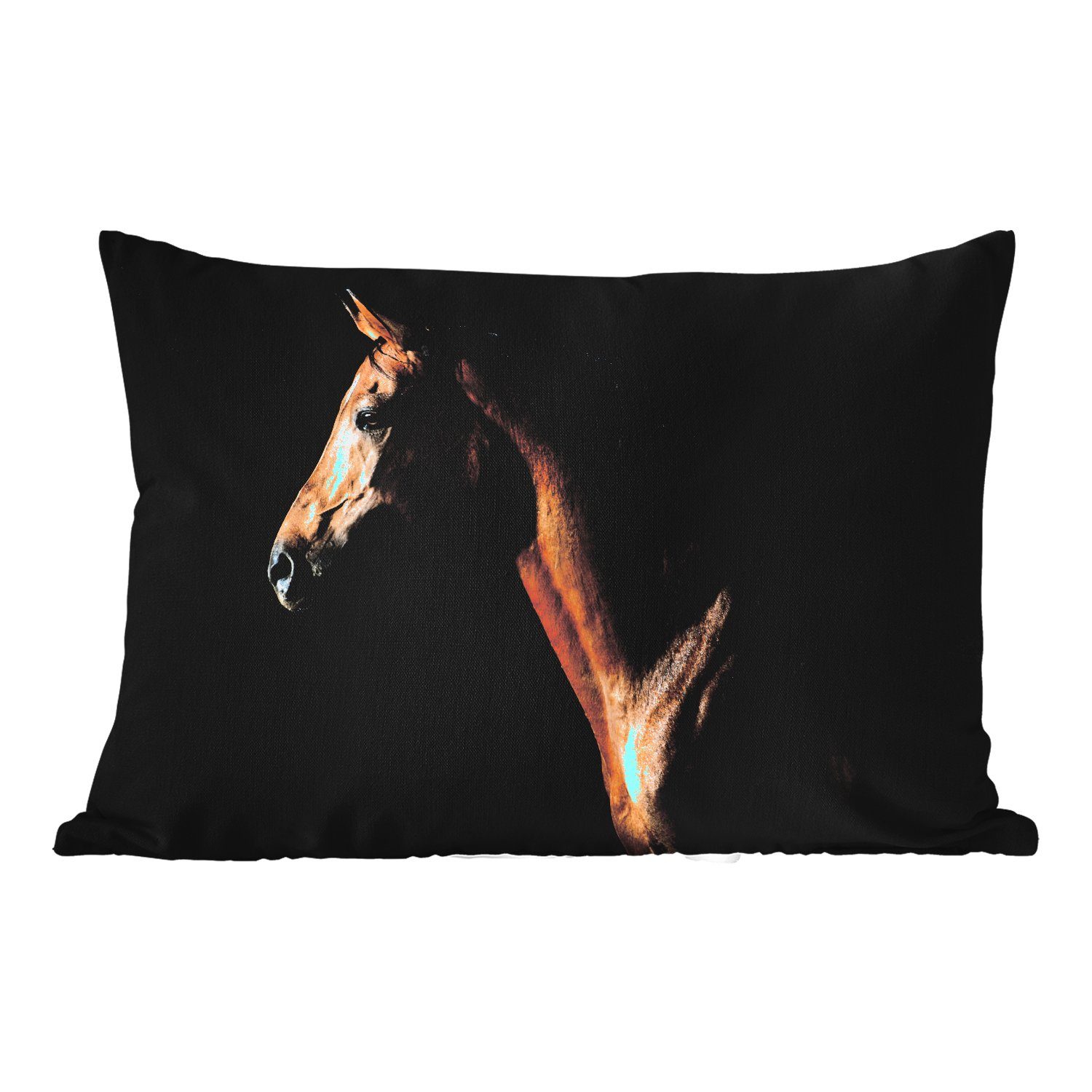 Kissenhülle Tiere Pferd MuchoWow Polyester, Nacht Schwarz, Outdoor-Dekorationskissen, - Dekokissen - Dekokissenbezug, -