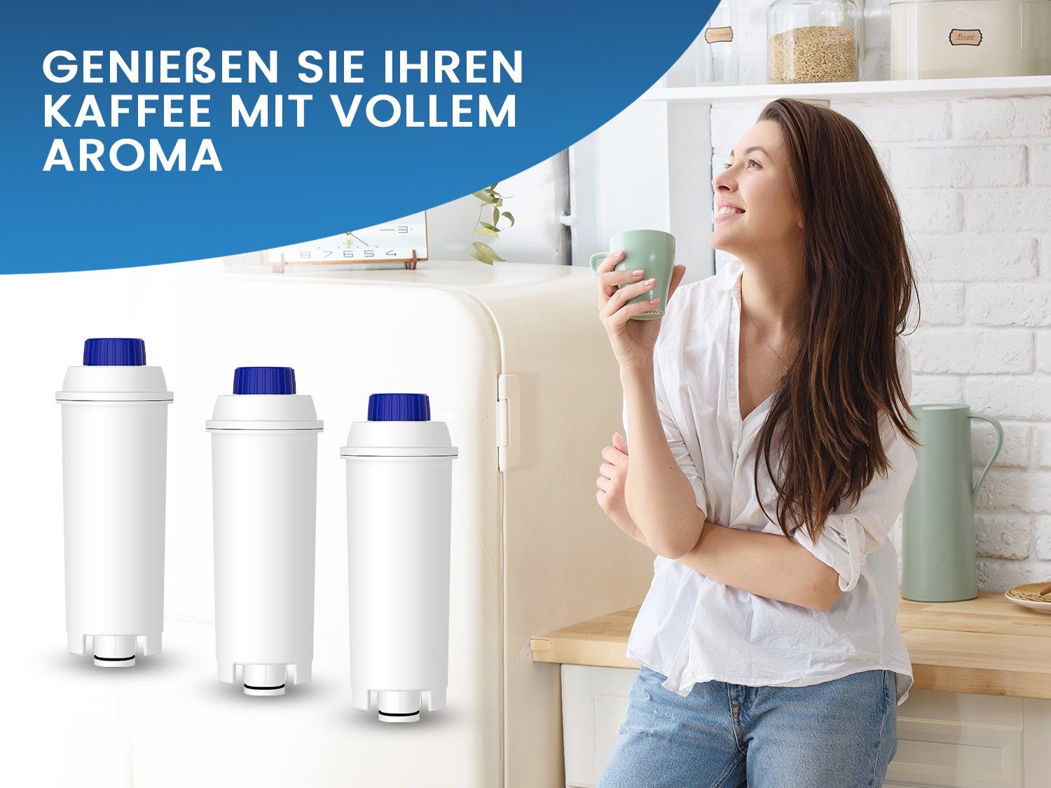 PearlCo Kalk- und Wasserfilter Coffee² Pack 3 komp. mit Delonghi Filter DLSC002 Kaffeevollautomaten, Zubehör für Kaffeemaschinen der ECAM, ETAM sowie ESAM Serie