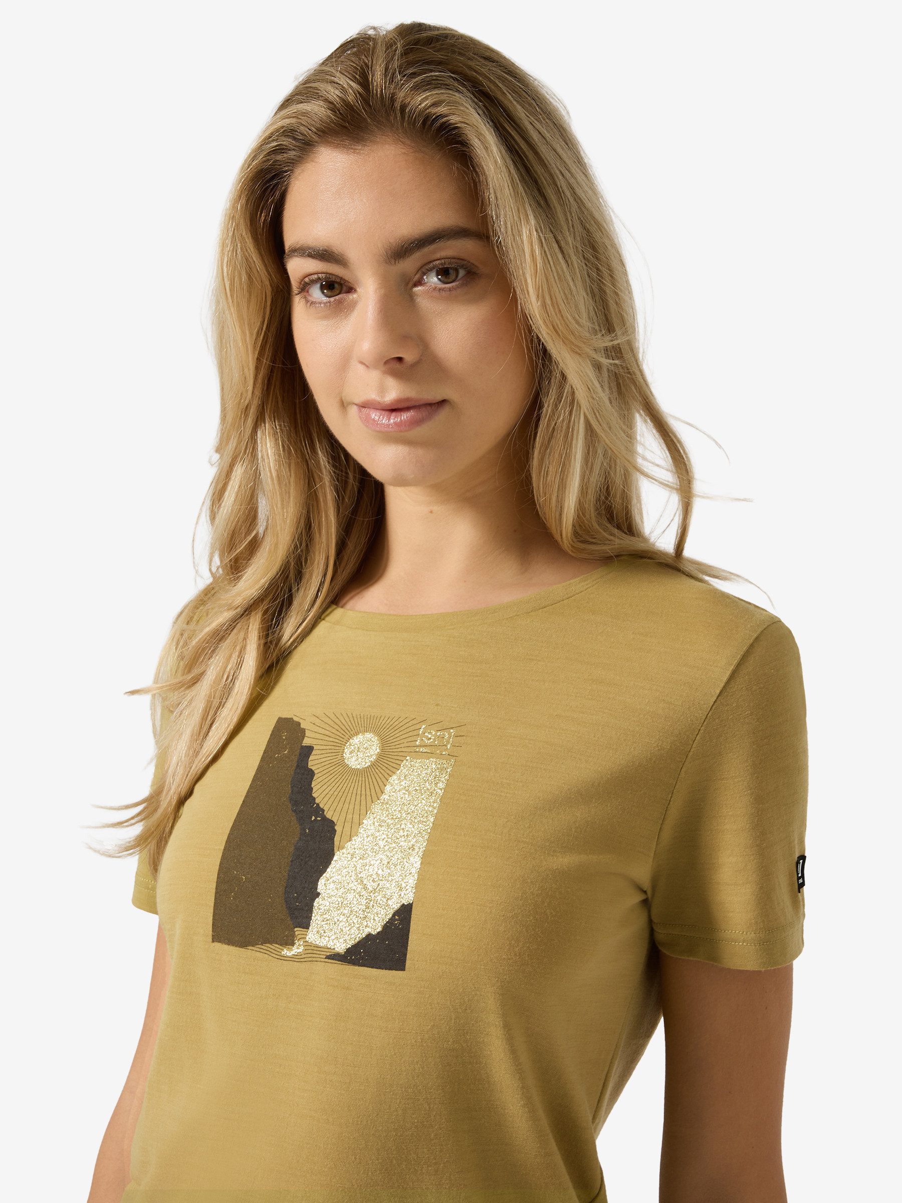 SUPER.NATURAL Print-Shirt für Damen, Merino RIO GRANDE TEE Natur Motiv, atmungsaktiv