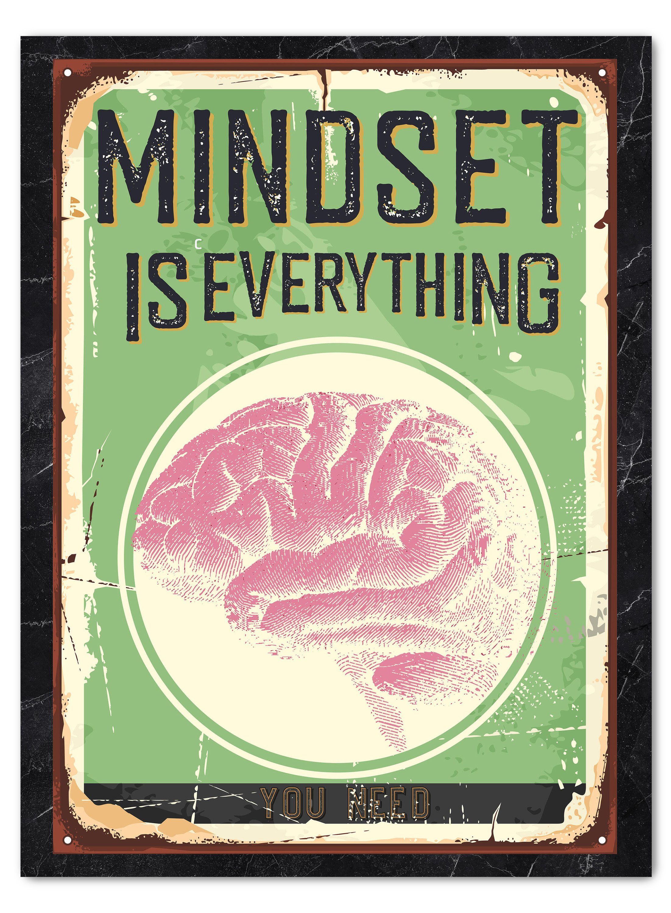 wandmotiv24 Leinwandbild Motivation, Hochformat, Mindset Retro, Sprüche