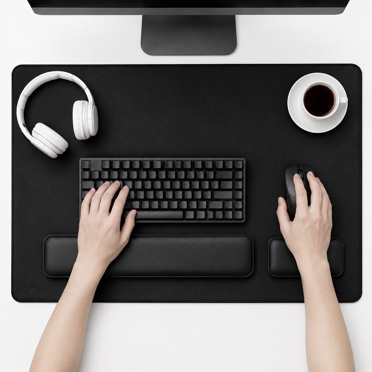 Toomoke Gaming Mauspad XXL Gaming Mauspad 900×400mm 3er Set PU-Leder (wasserdicht, rutschfest für Gaming Büro Homeoffice), mit Handballenauflage, ergonomische Tastatur- und Mausauflage