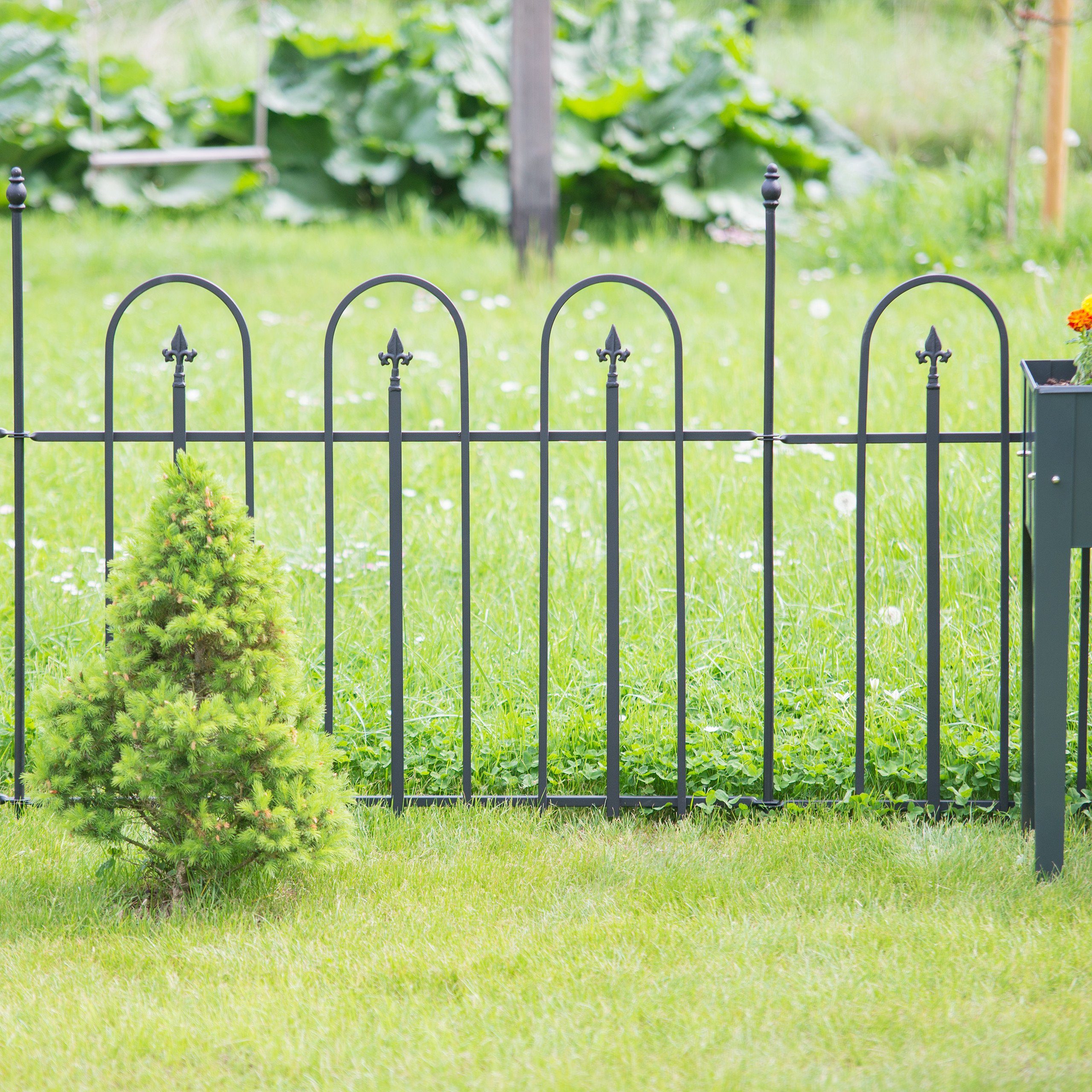relaxdays Gartenzaun Metall 4er Set GOTH günstig online kaufen