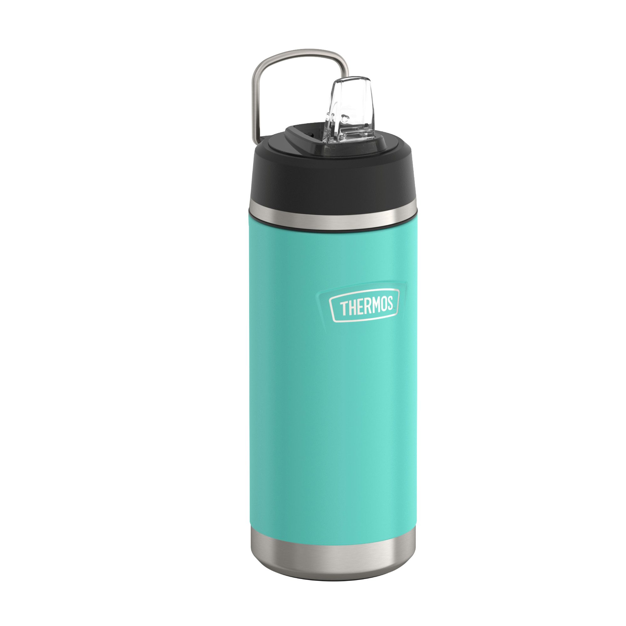 THERMOS Isolierflasche ICON WATER BOTTLE, Edelstahlkörper, spülmaschinenfest, 0,53l, 12h kalt, schappsicher mit einklappbarem Flip-Strohalm