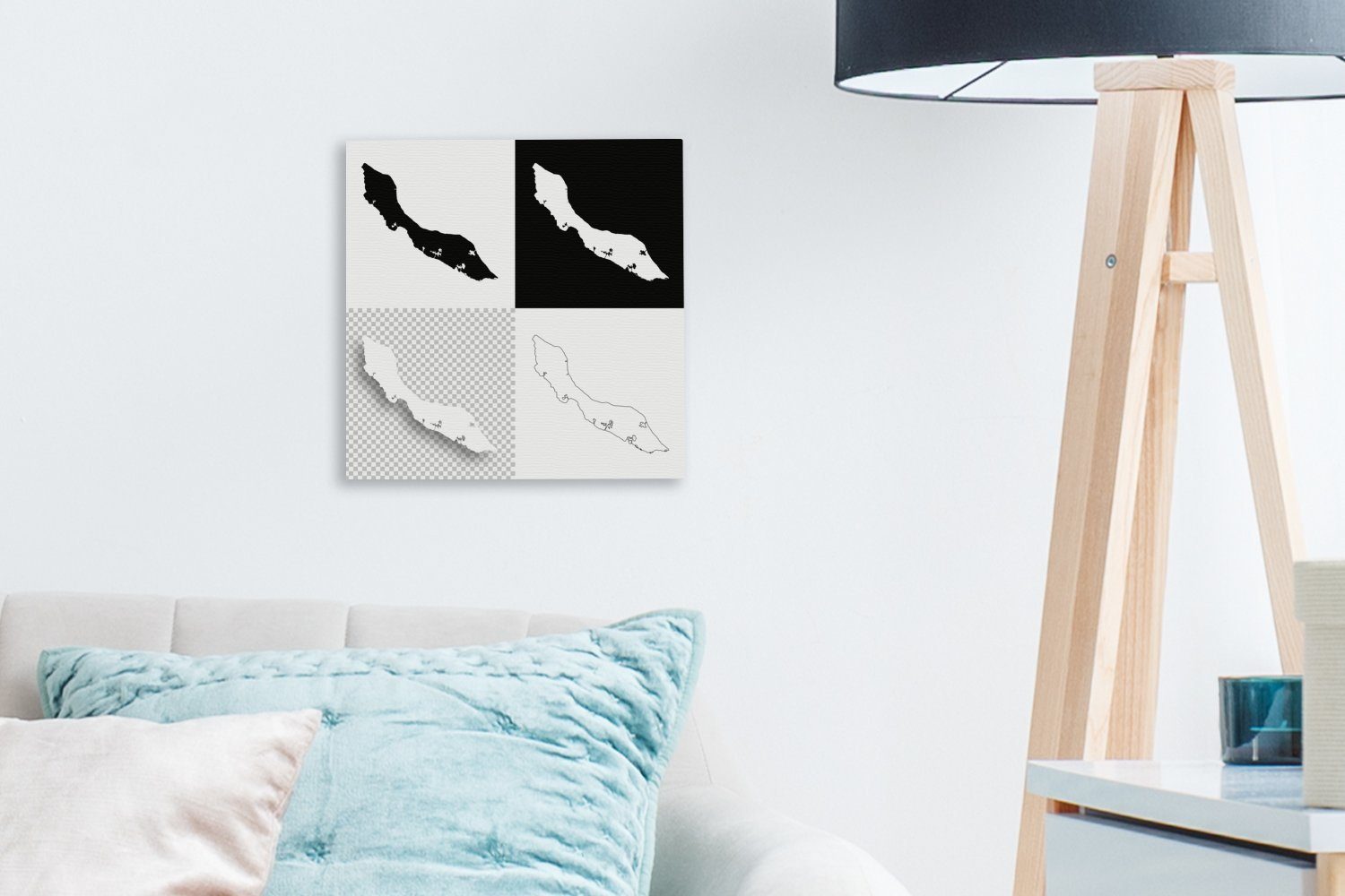 Vier Wohnzimmer Abbildungen Leinwandbild St), Curaçao, Bilder von Leinwand OneMillionCanvasses® (1 für schwarz-weiße Schlafzimmer