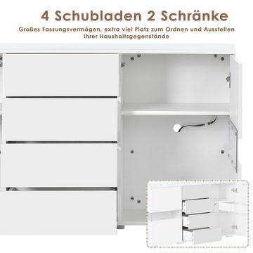 Gotagee Sideboard Hochglanz Weiß Sideboard Lagerung Schrank Schrank Einheit mit LED