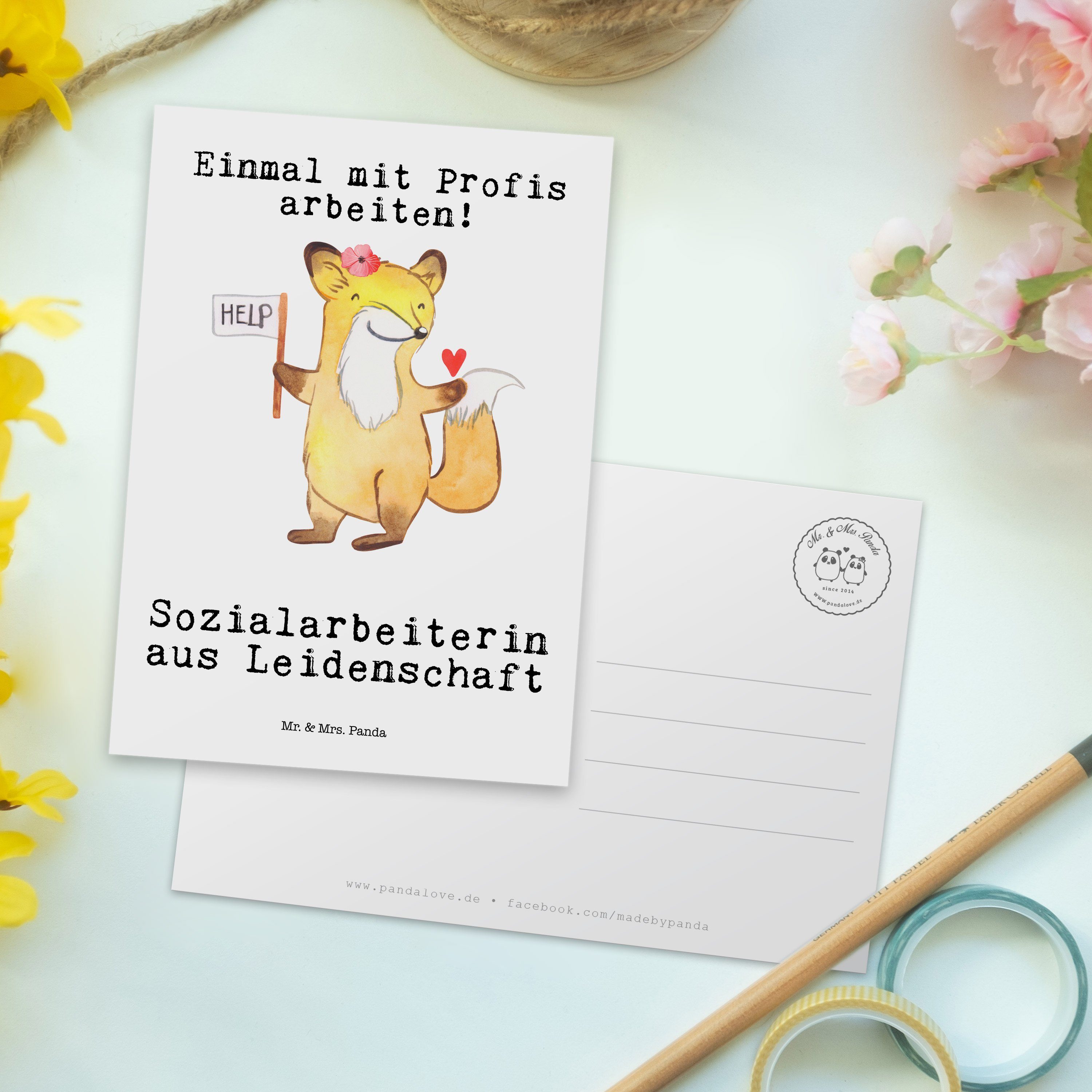 Mr. & Geschenk, Weiß Postkarte Sozialarbeiterin - - Danke, aus Mrs. Leidenschaft Ansichtsk Panda