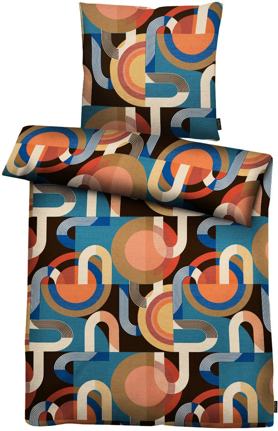 APELT Bettwäsche Jim GOTS, Satin (Bio-Baumwolle), 2 teilig, Siebziger Jahre Motive