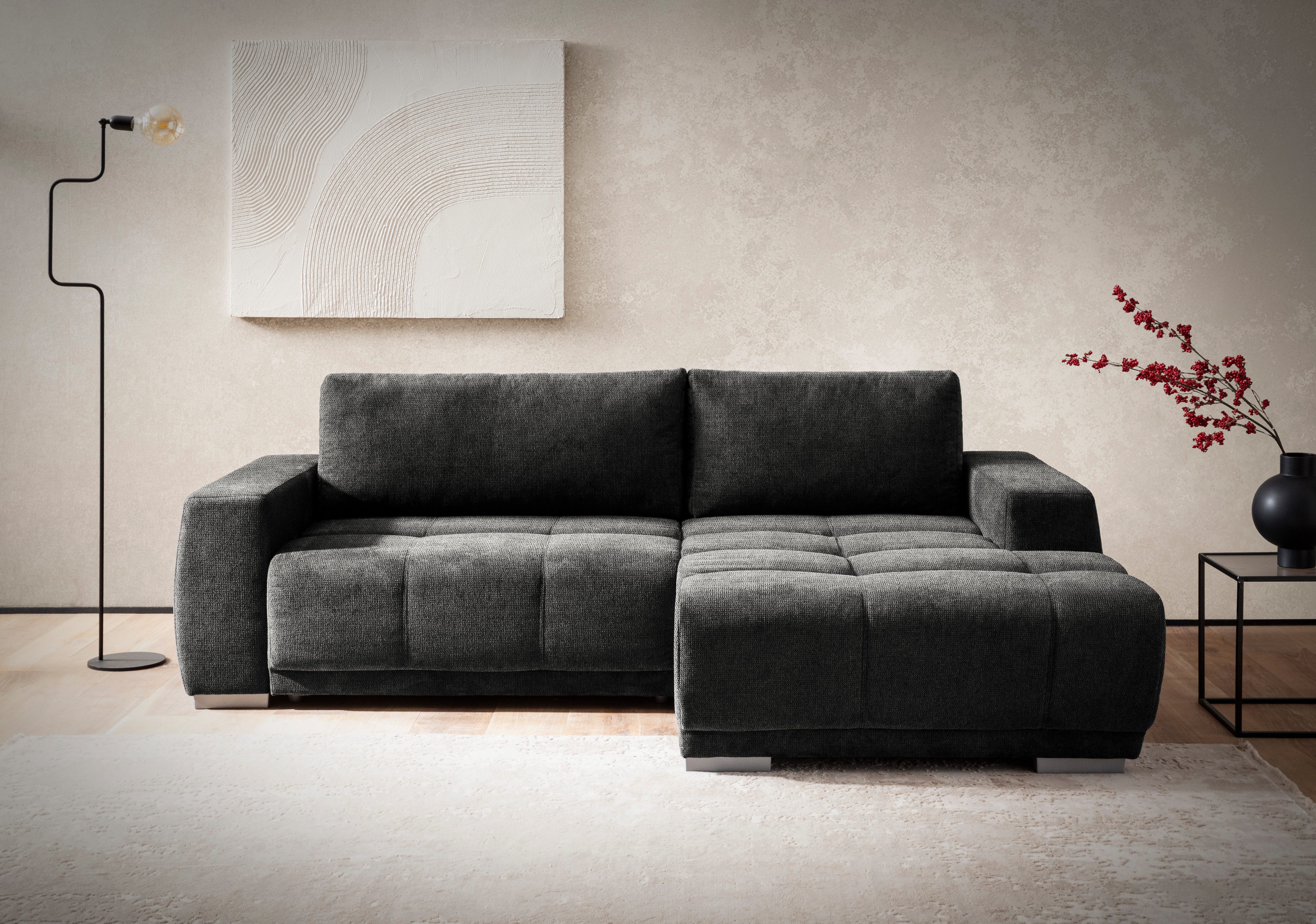 INOSIGN Ecksofa Bolero L-Form, wahlweise mit Bettfunktion & Bettkasten