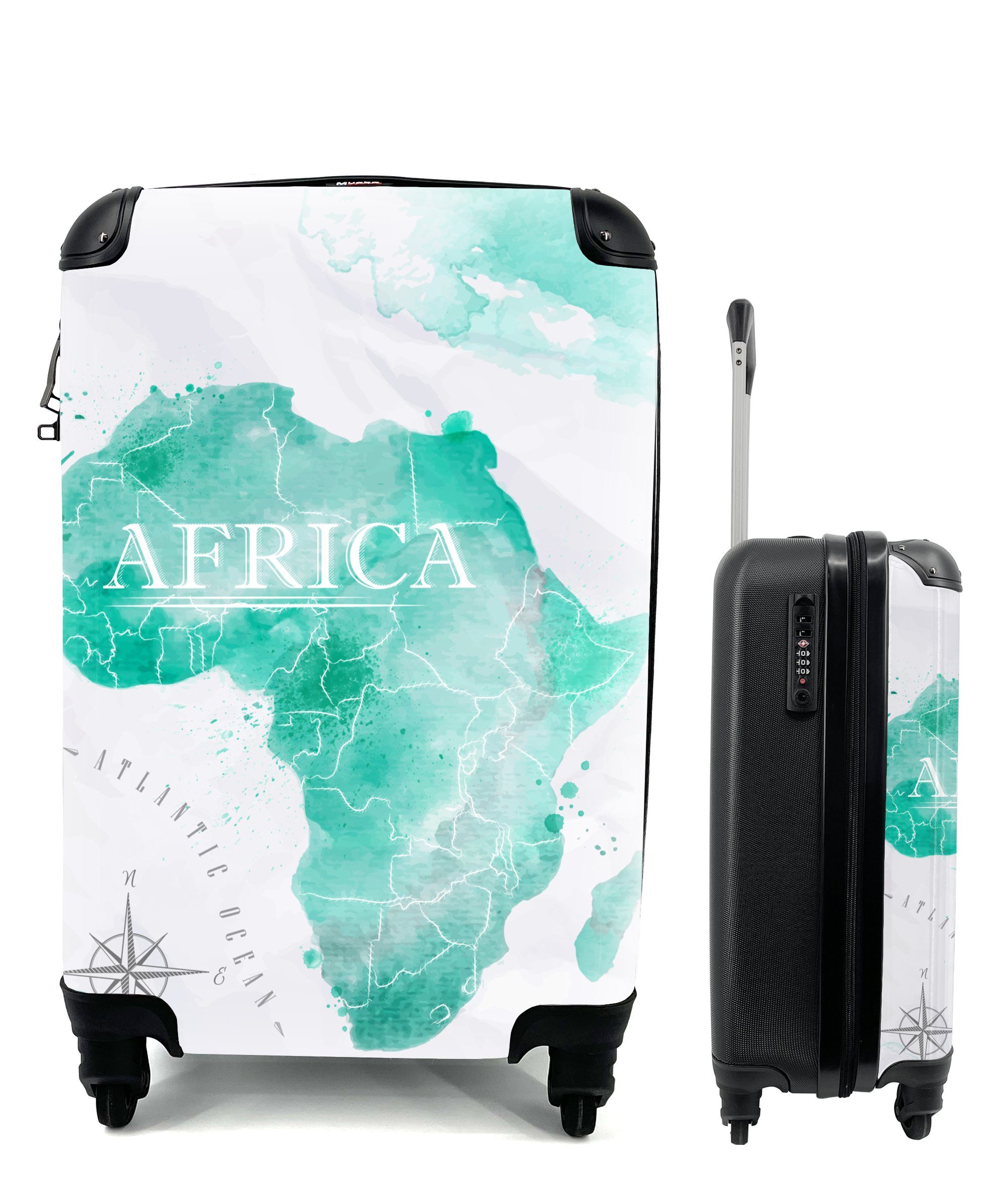 MuchoWow Handgepäckkoffer Weltkarte - Farben - Afrika, 4 Rollen, Reisetasche mit rollen, Handgepäck für Ferien, Trolley, Reisekoffer