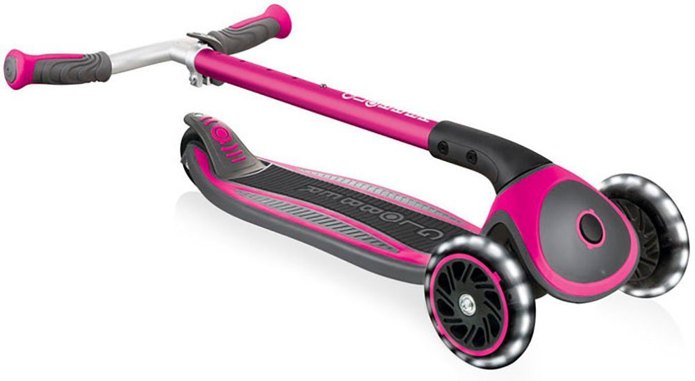 Dreiradscooter pink mit sports MASTER Globber Leuchtrollen authentic & toys LIGHTS,