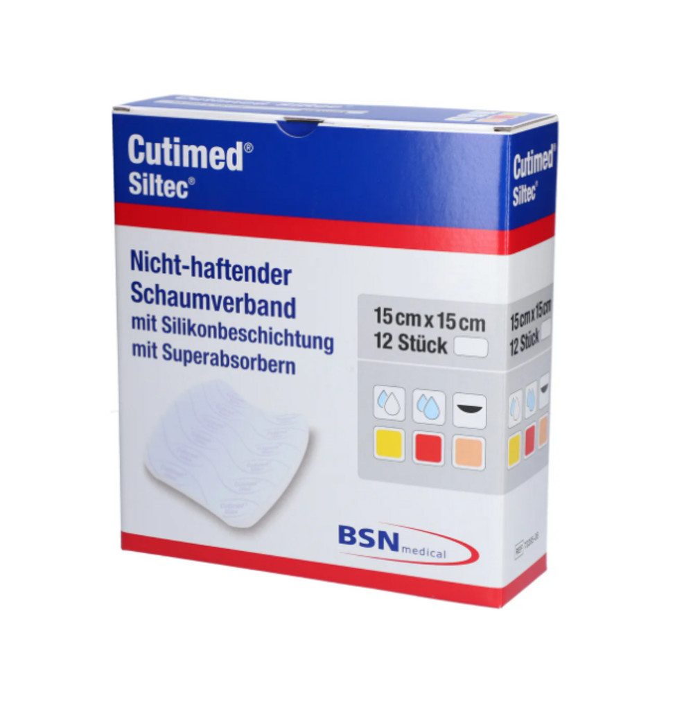 BSN medical GmbH Wundpflaster CUTIMED Siltec Schaumverb.15x15 cm nicht haftend (Spar Set, 12 St., Hautfreundlicher Schaumverband, Verbandswechsel schmerzfrei), Wundheilung fördern