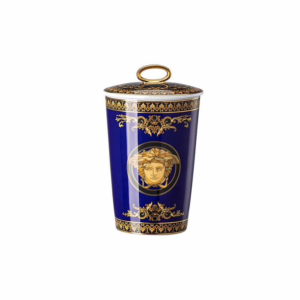 Rosenthal meets Versace Teelichthalter Tischlicht mit Duftwachs Medusa blau