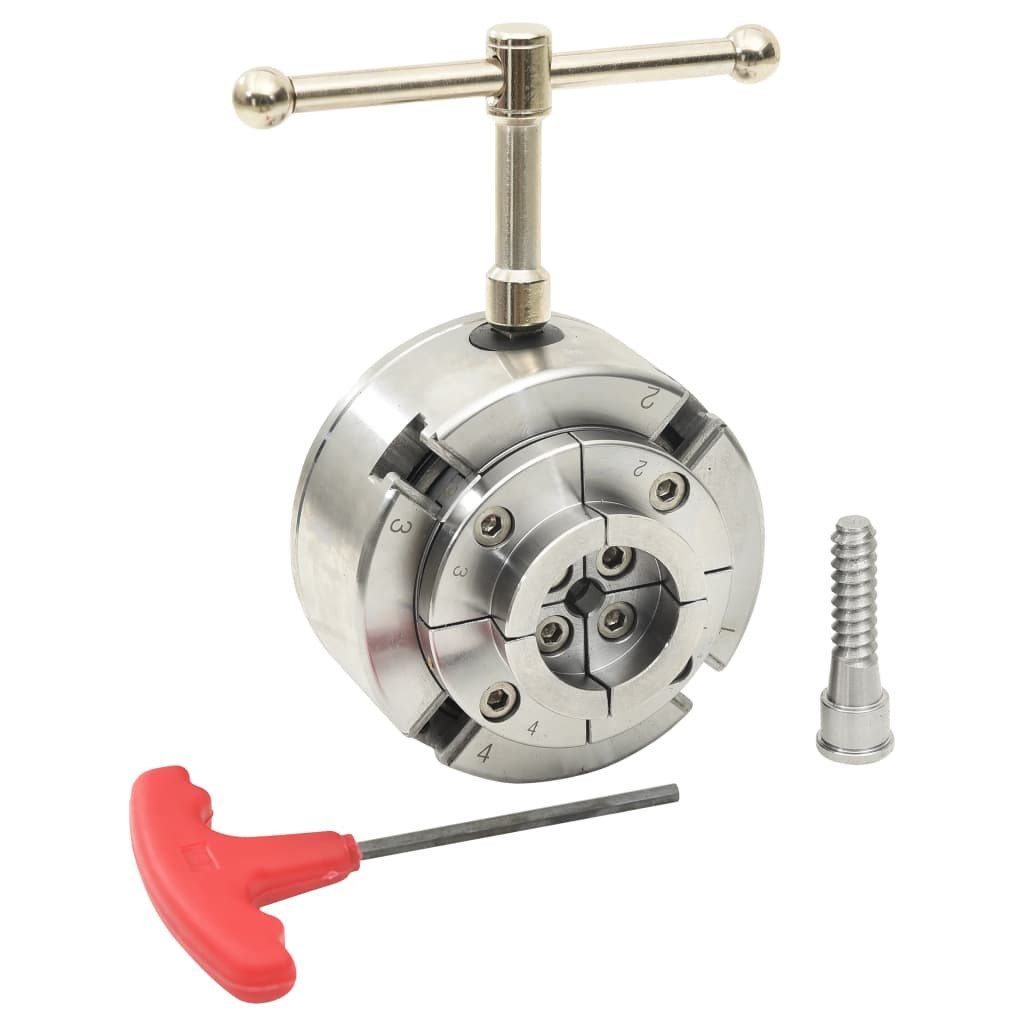 vidaXL Schraubzwinge 4-Backen-Drechselfutter mit M33 Aufnahme Stahl Silbern 96 mm