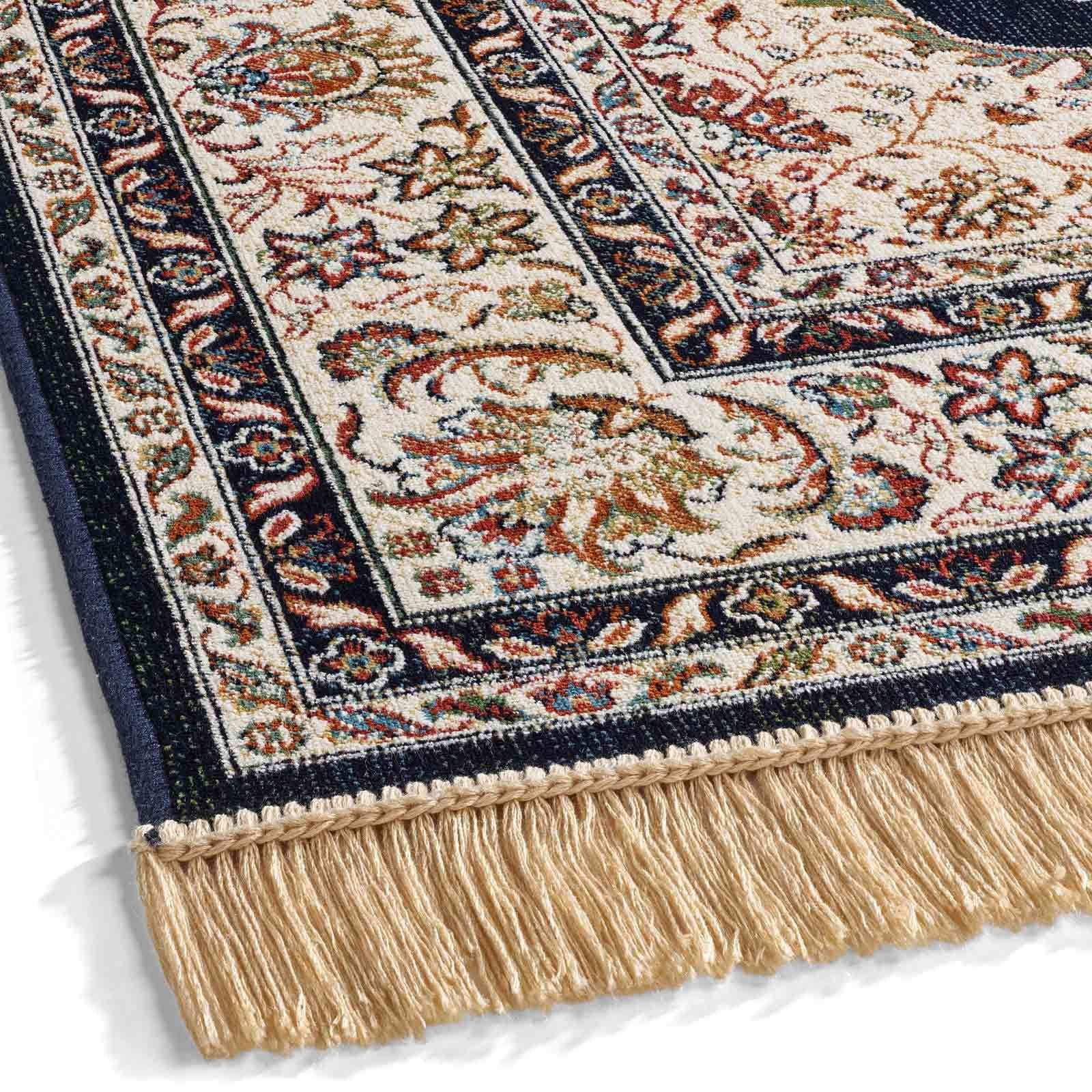 TaraCarpet Teppich Palazzo Royal Ghoum, rechteckig, Höhe: 6 mm, Medalion Seiden Optik blau Wohnzimmer Schlafzimmer Esszimmer 95x140 – Bild 3 von 5