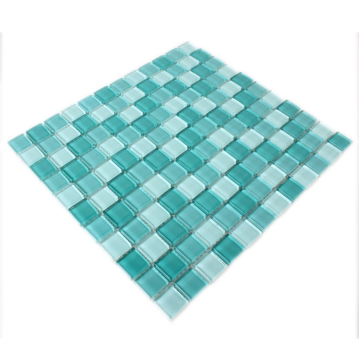 Mosafil Mosaikfliesen Glasmosaik Fliesen Grün Mix 25x25x8mm, Glas 32.700x30.200, grün-hellgrün, Verlegefertig auf ein Netz geklebt - Frostsicher - Wasserfest