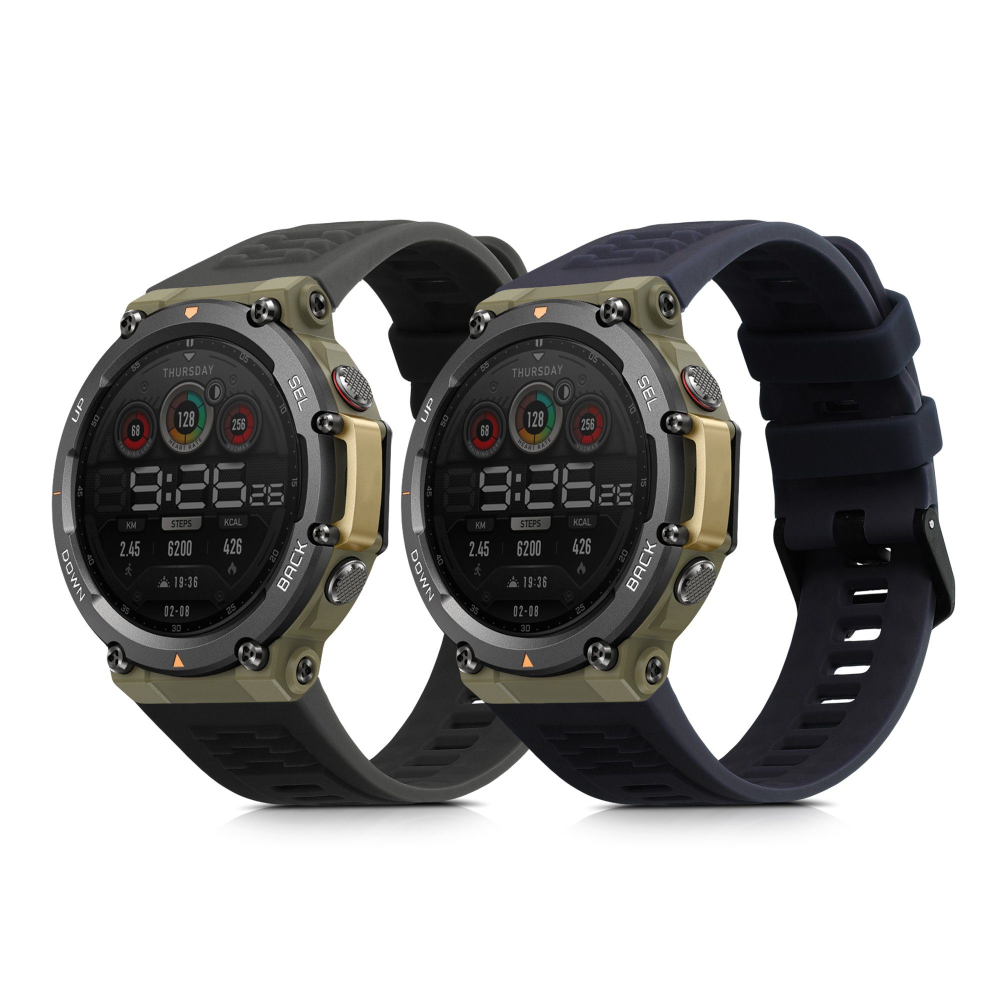 kwmobile Uhrenarmband 2x Sportarmband für Garmin Amazfit T-Rex 2, Armband  TPU Silikon Set Fitnesstracker