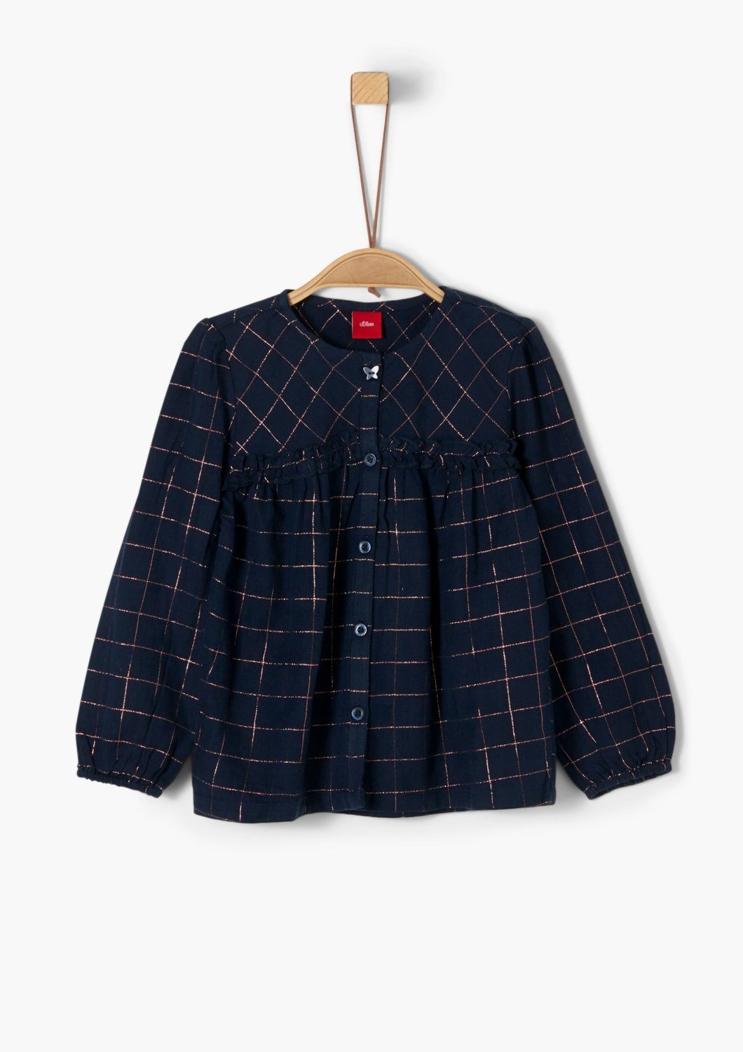 S.Oliver Mädchen Bluse Gestreift - Baumwoll Blusenshirt Mit O-Shape Passform