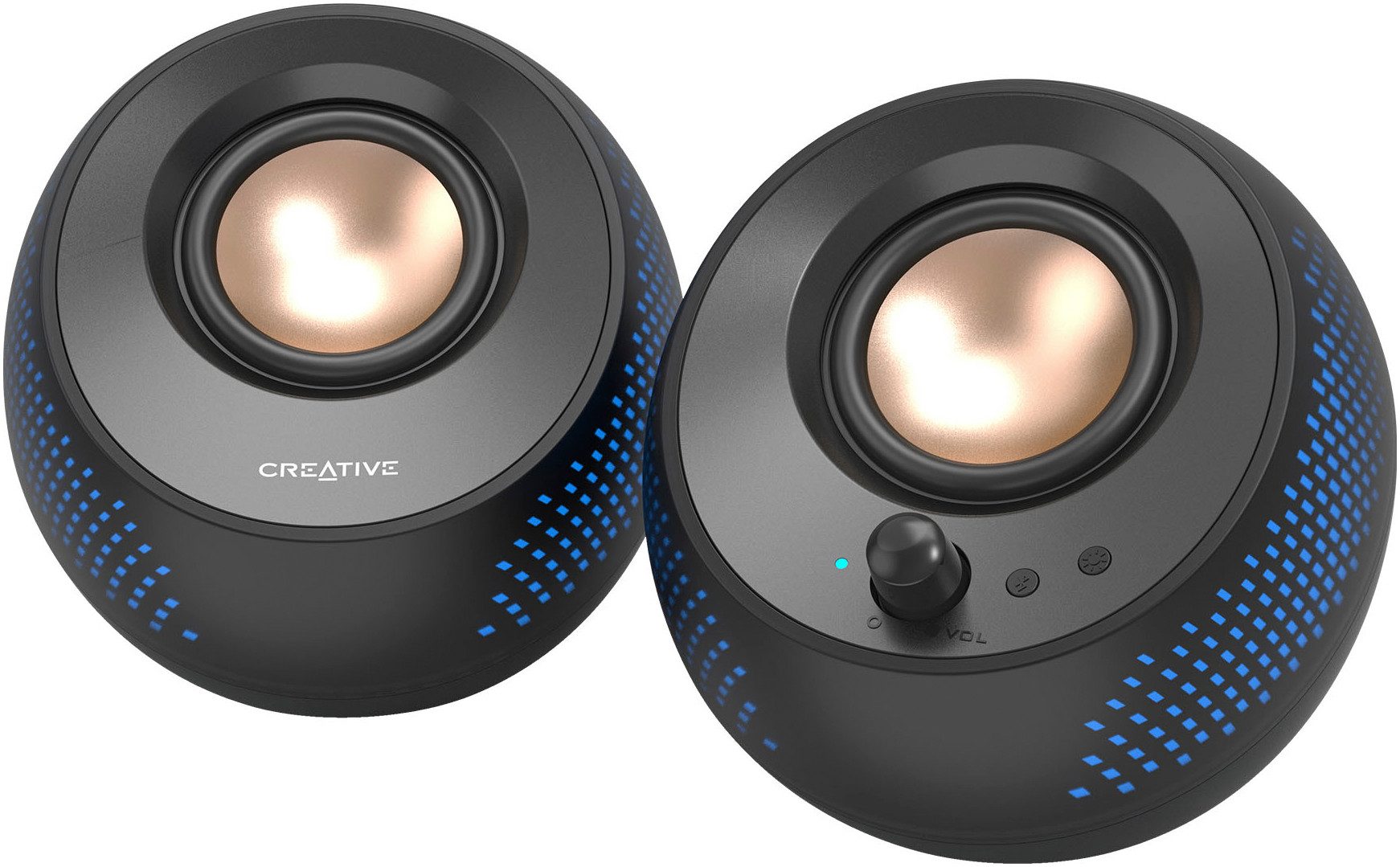 Creative Pebble X 2.0, Bluetooth 5.3, USB-C, RGB-Beleuchtung PC-Lautsprecher (Kabelloses Streaming)