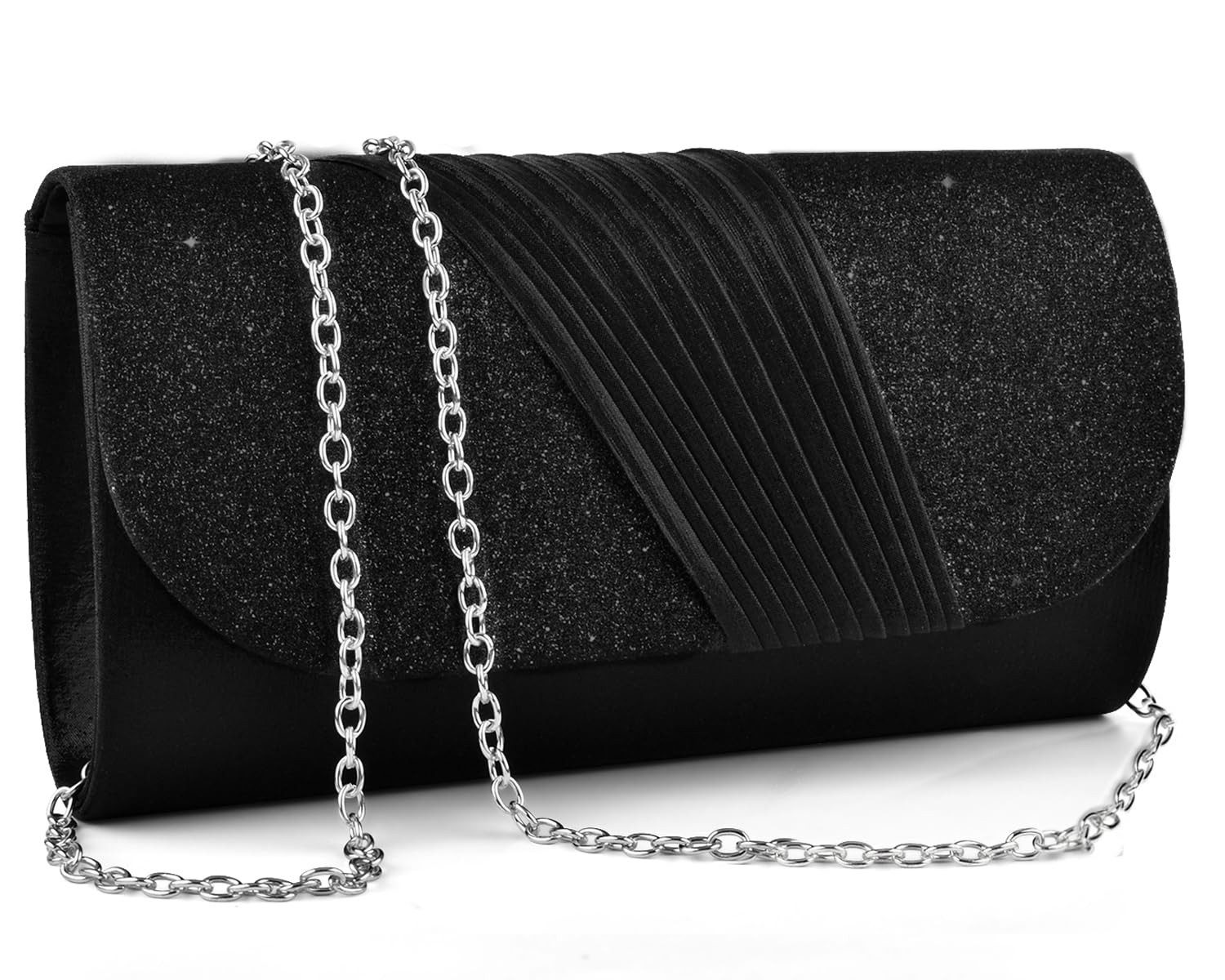 Abendtasche Damen Clutch, Glänzende Pailletten Abendtaschen mit Abnehmbarer Kette