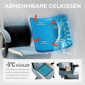 Dowinx Gaming-Stuhl Stoff-Massage-Gaming-Stuhl mit Fußstütze, ergonomisches Design, Gamer-Stuhl, maximale Belastbarkeit 160kg, Blau