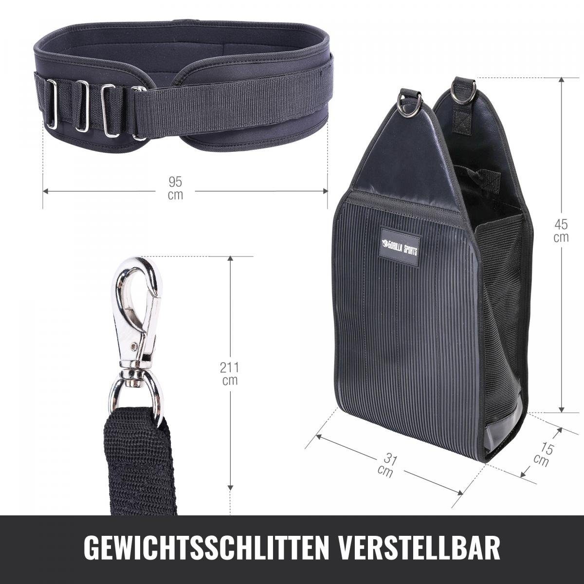 Gewichtsschlitten mit Verstellbar Trainingsschuh GORILLA Gürtel Trainingstasche, (1-tlg) - und ​Speed SPORTS