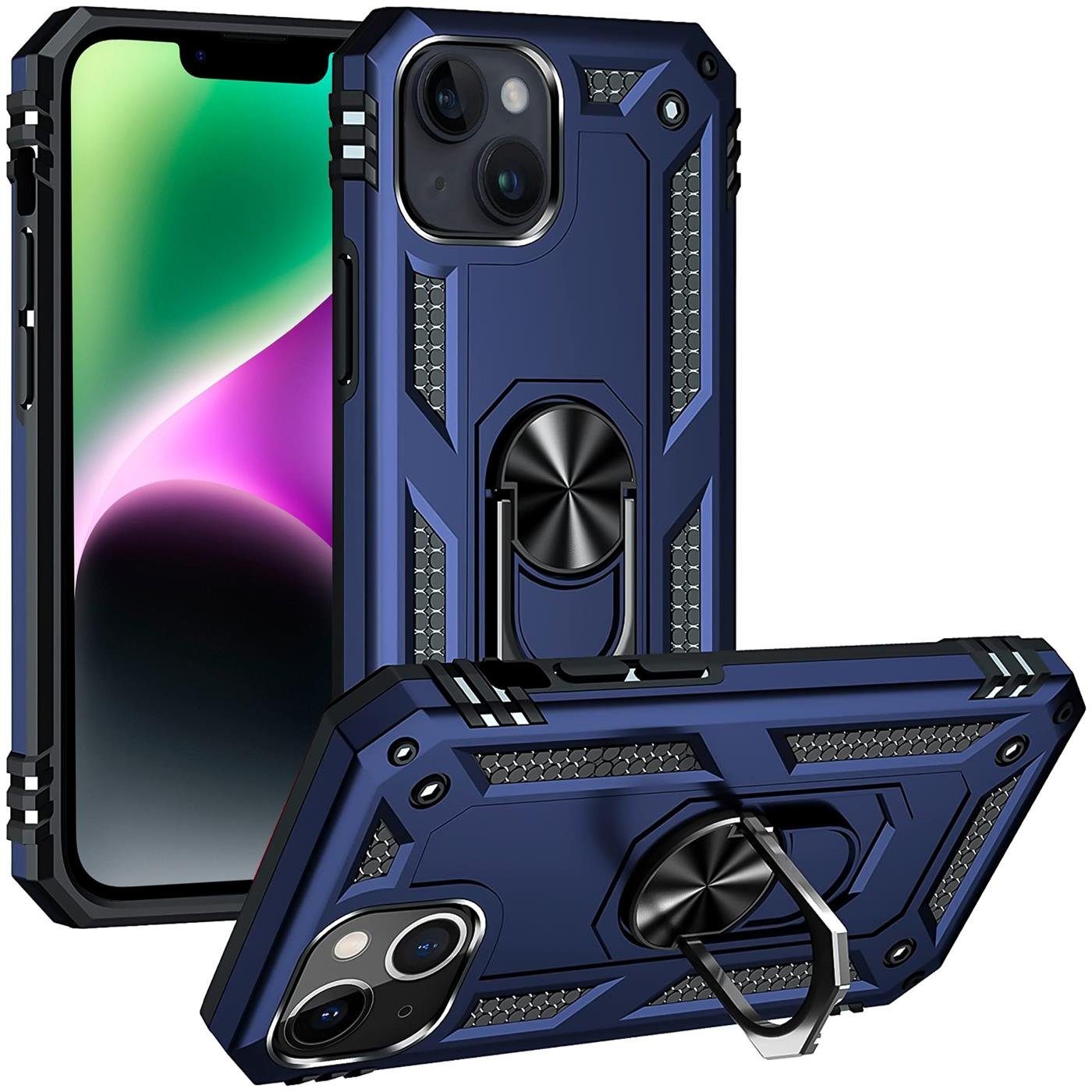 CoolGadget Handyhülle Armor Shield Case für Apple iPhone 14 6,1 Zoll, Outdoor Cover mit Magnet Ringhalterung Handy Hülle für iPhone 14