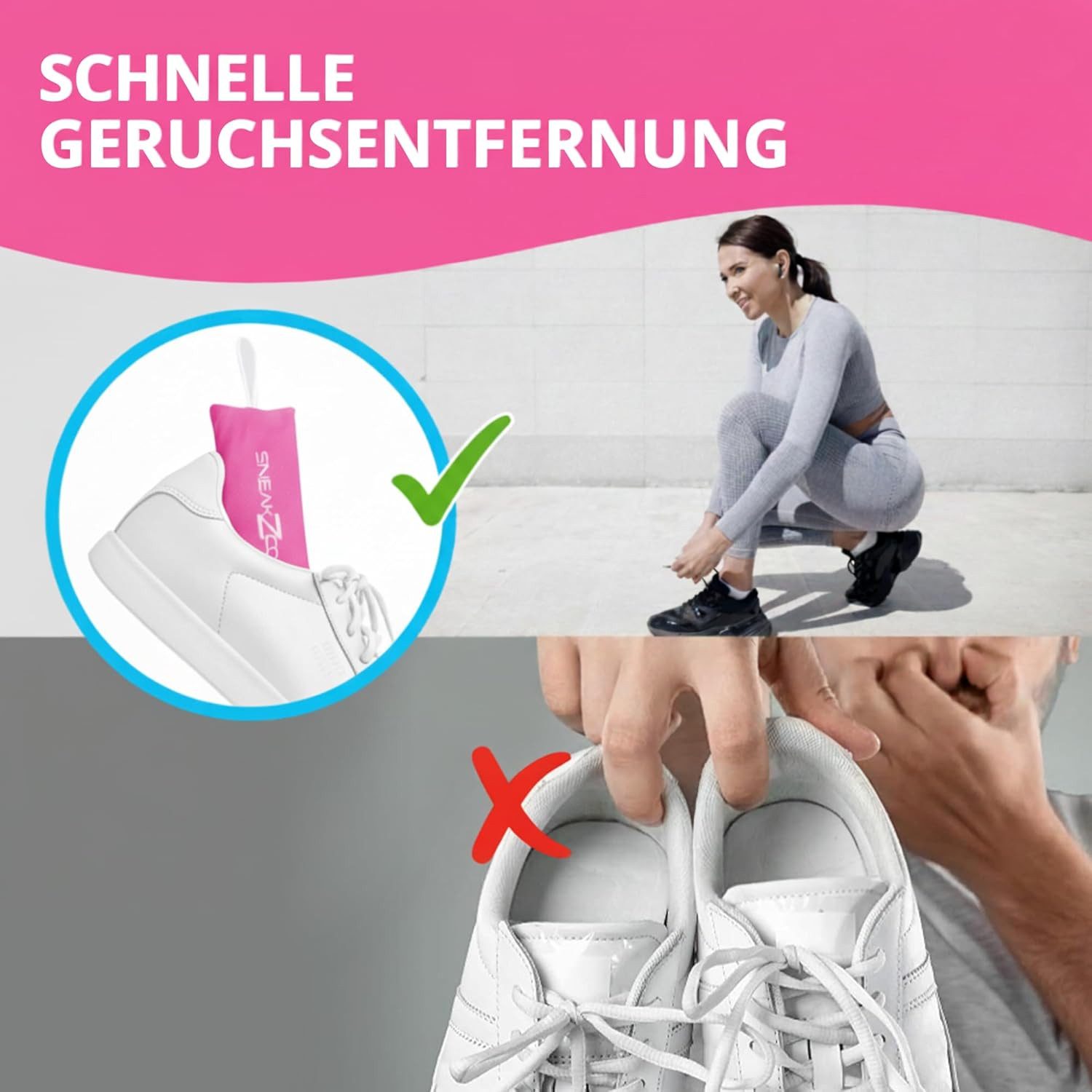 SneakZcover Schuhdeo gegen Geruch und Schweiß Antibakteriell, Effektiver Schuh Deo für Sportschuhe, Sneaker und Schuhschrank