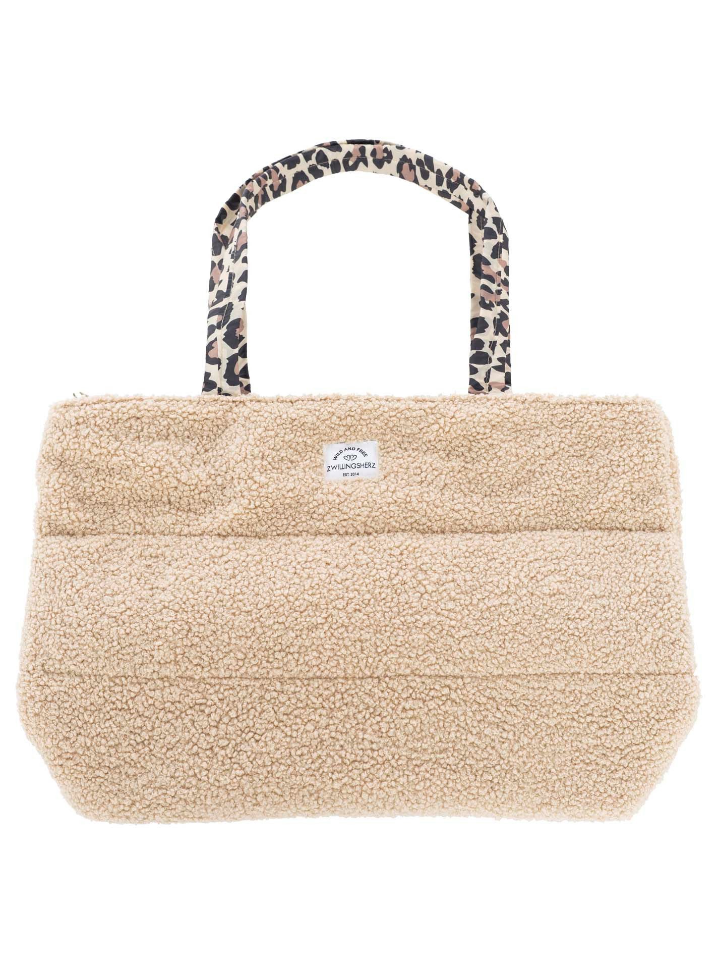 Zwillingsherz Shopper "Teddy Leo Classic", Teddy-Material, Leo Henkel und Innenfutter, geräumig