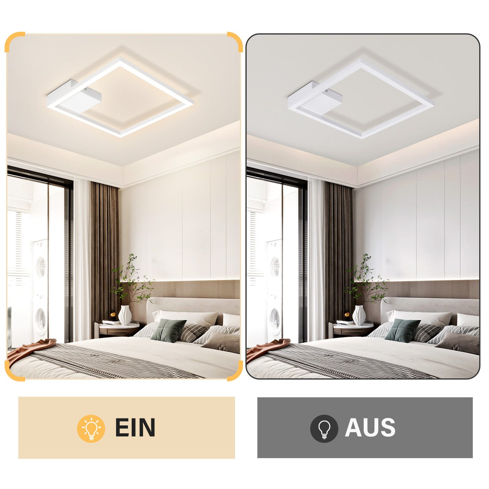 ZMH LED Deckenleuchte Wohnzimmer Schwarz/Weiß Quadratisch günstig online kaufen