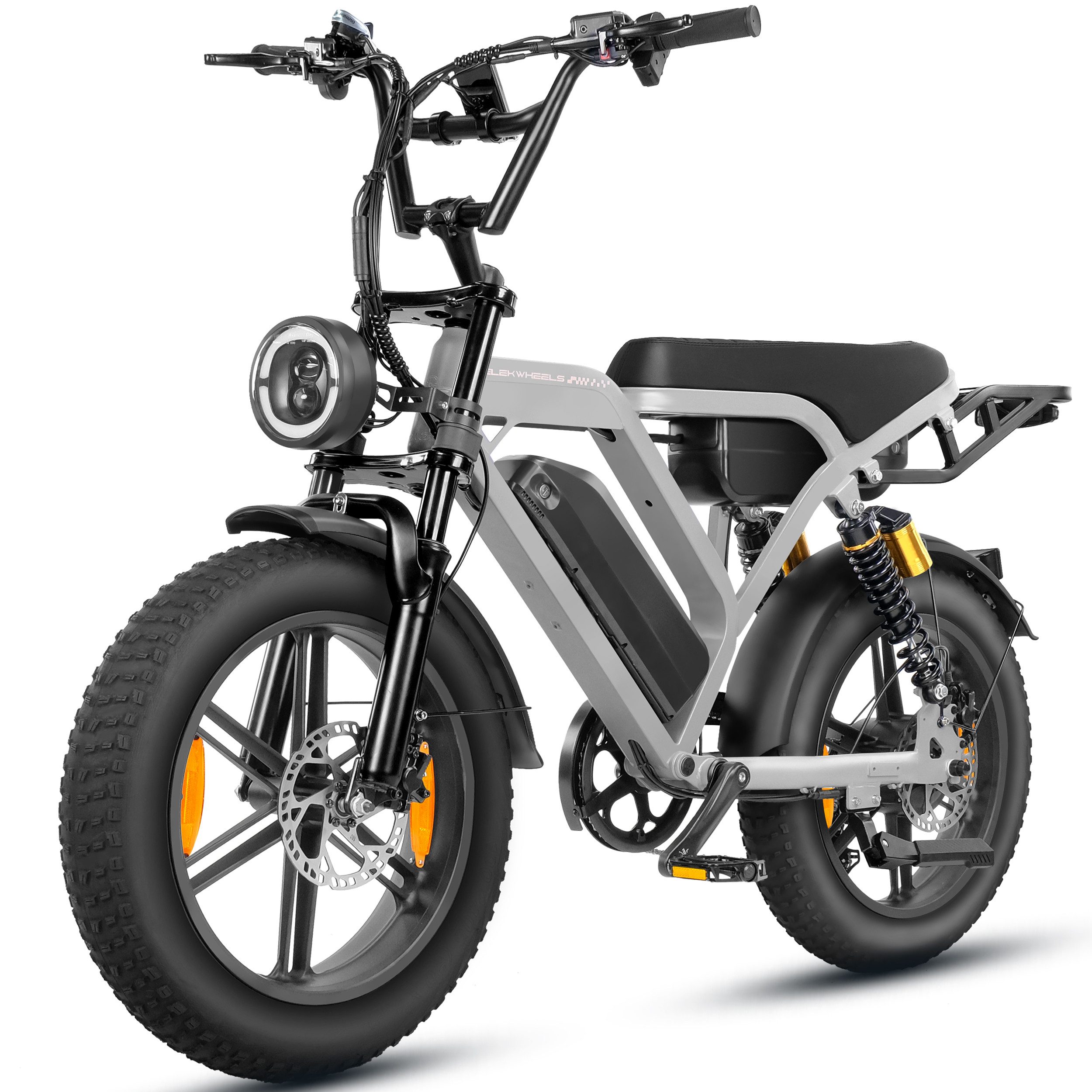 Vankel E-Bike Mountainbike Cityrad E-Fahrrad 20” x 4.0” Damen u. Herren Pedelec 1440Wh Max.216KM, Kettenschaltung, Heckmotor, 1440 Wh, (Beleuchtungsset mit Batterieladegerät, Batterieschlüssel, Werkzeug), 48V 30Ah Offroad Elektrofahrrad 7-Gang, hydraulische Scheibenbremsen