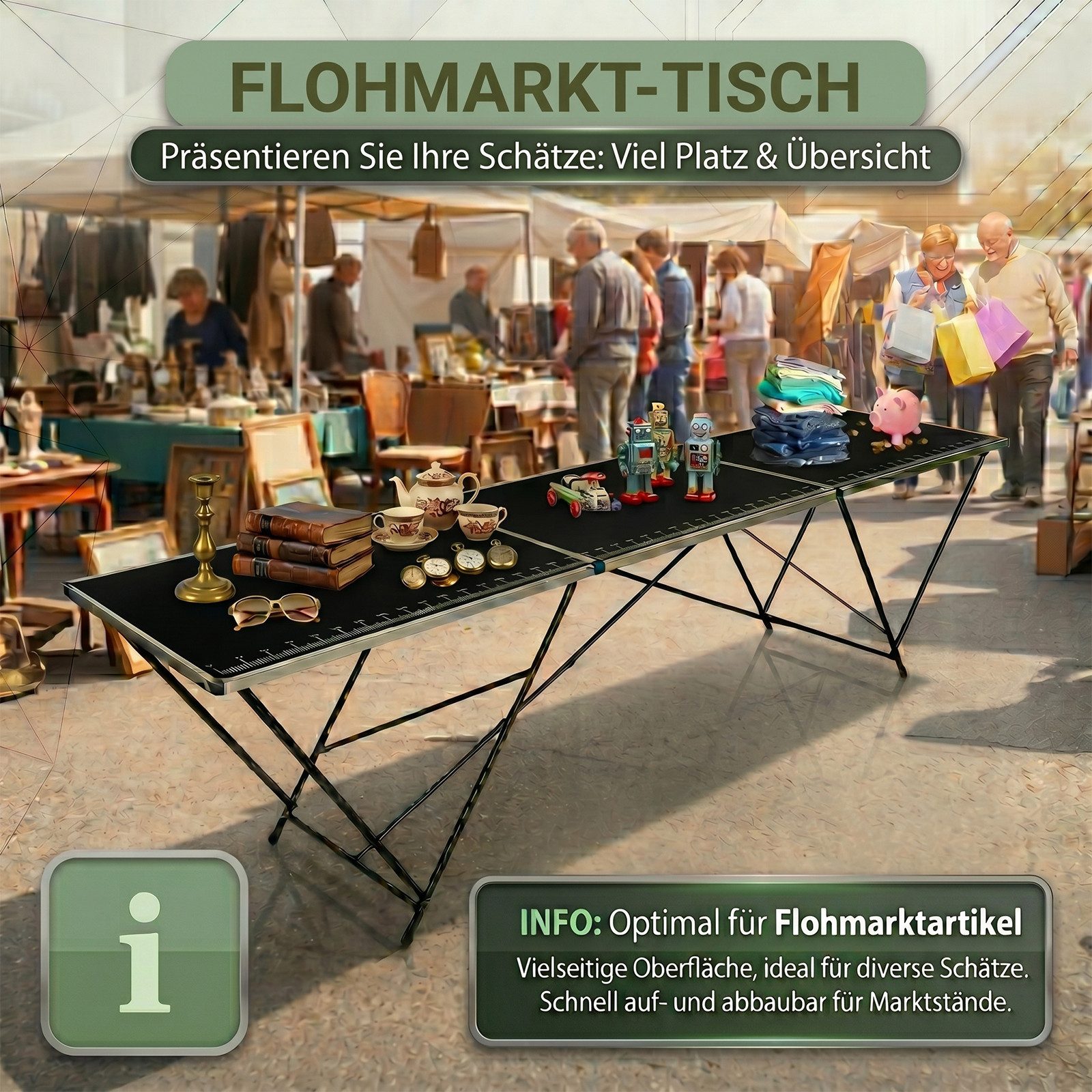 TRUTZHOLM Tapeziertisch Alu Arbeitstisch Klapptisch Multifunktionstisch Mehrzwecktisch (Stück, fertig montiert), Aluminium-Rahmen
