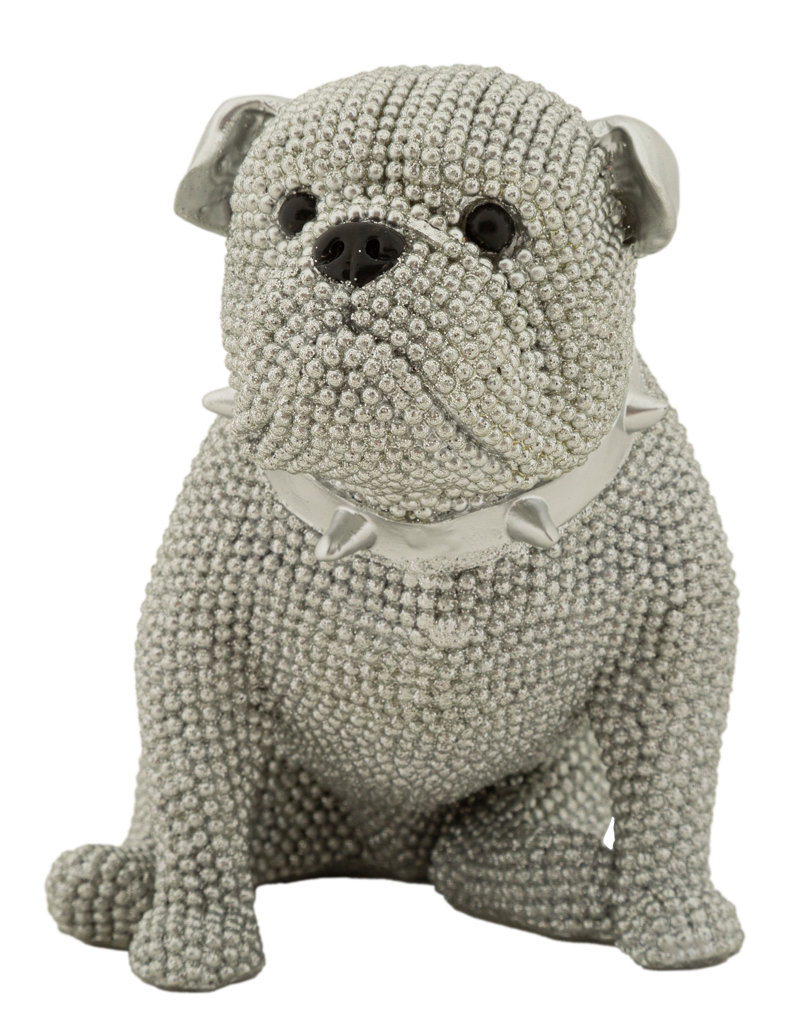 MF Tierfigur Dekofigur Sparky Bulldogge Silber Glam Wohnaccessoire 17 cm (1 günstig online kaufen