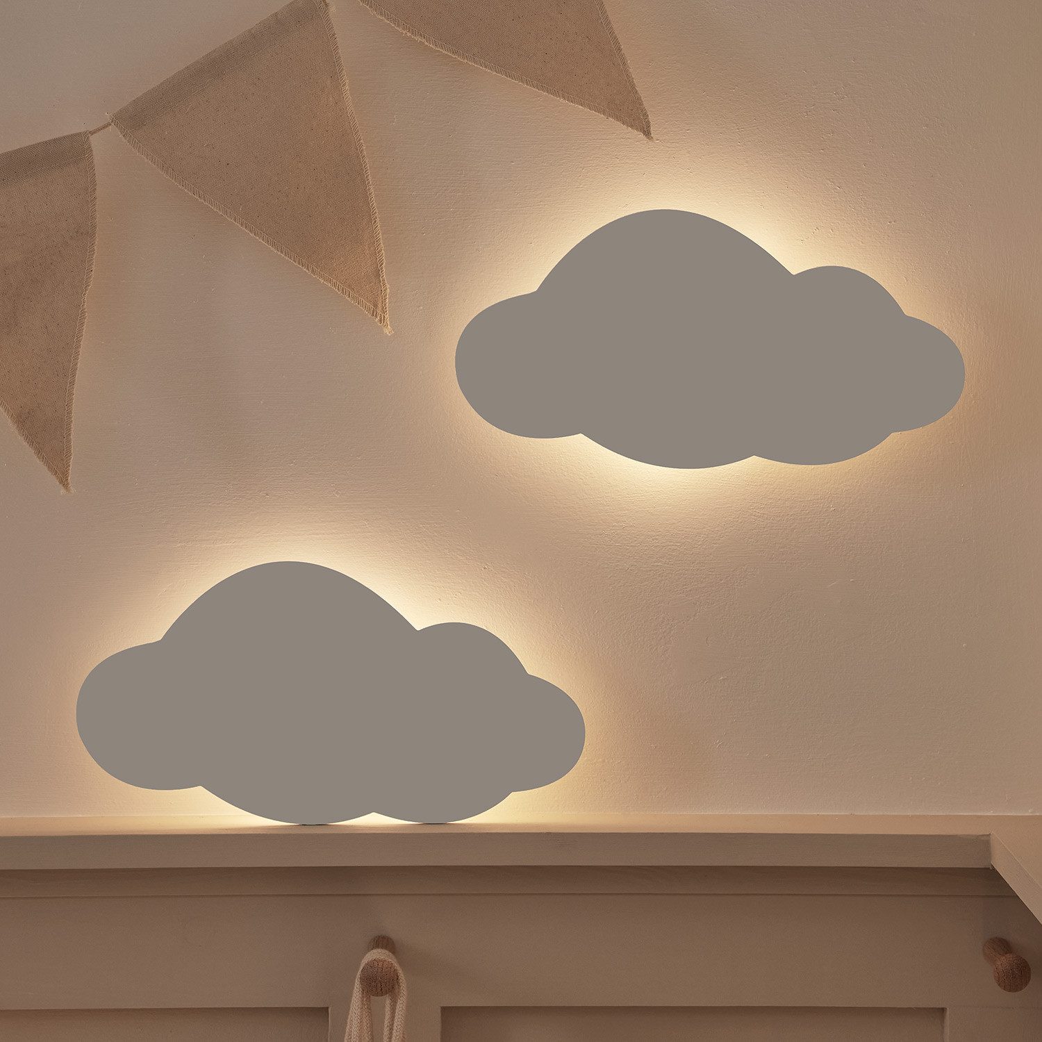 Lights4fun LED Wandleuchte 2er Set LED Wolke Nachtlicht wiederaufladbar mit günstig online kaufen