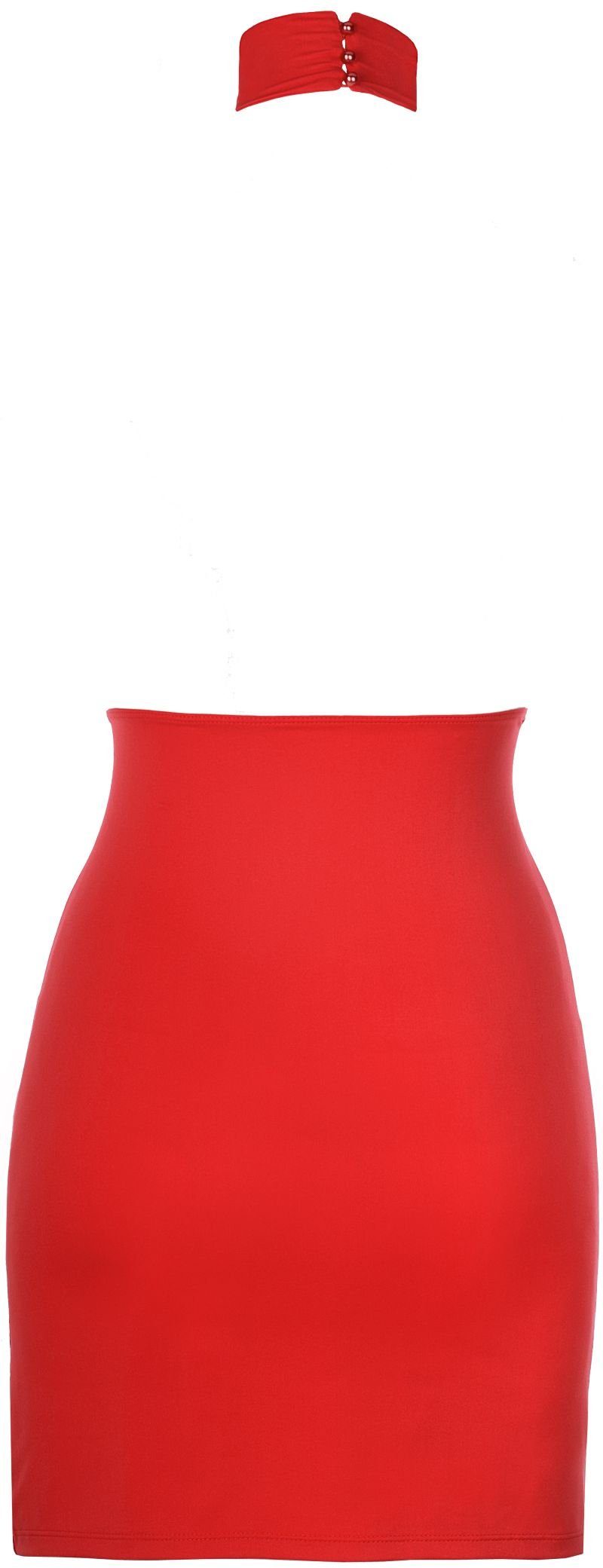 Axami Netzkleid Minikleid transparent rot Stretch Neckholder rückenfrei (2-tlg) – Bild 4 von 5