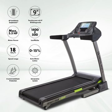 Capital Sports Laufband Infinity Track 6.0, Treadmill Laufbahn mit Pulssensor 36 Programme klappbar Bodenrollen