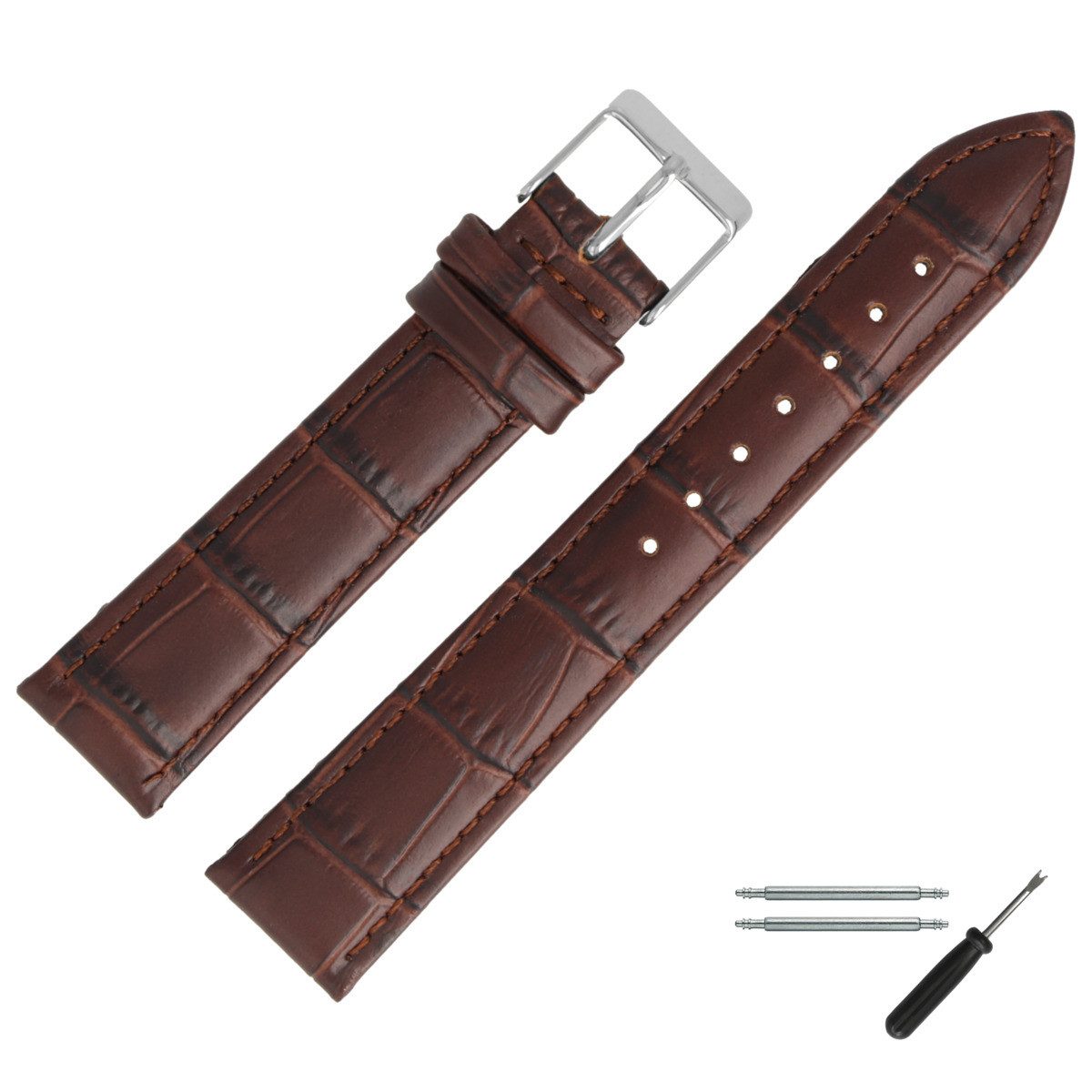 MARBURGER Uhrenarmband 20mm Leder Alligator Prägung