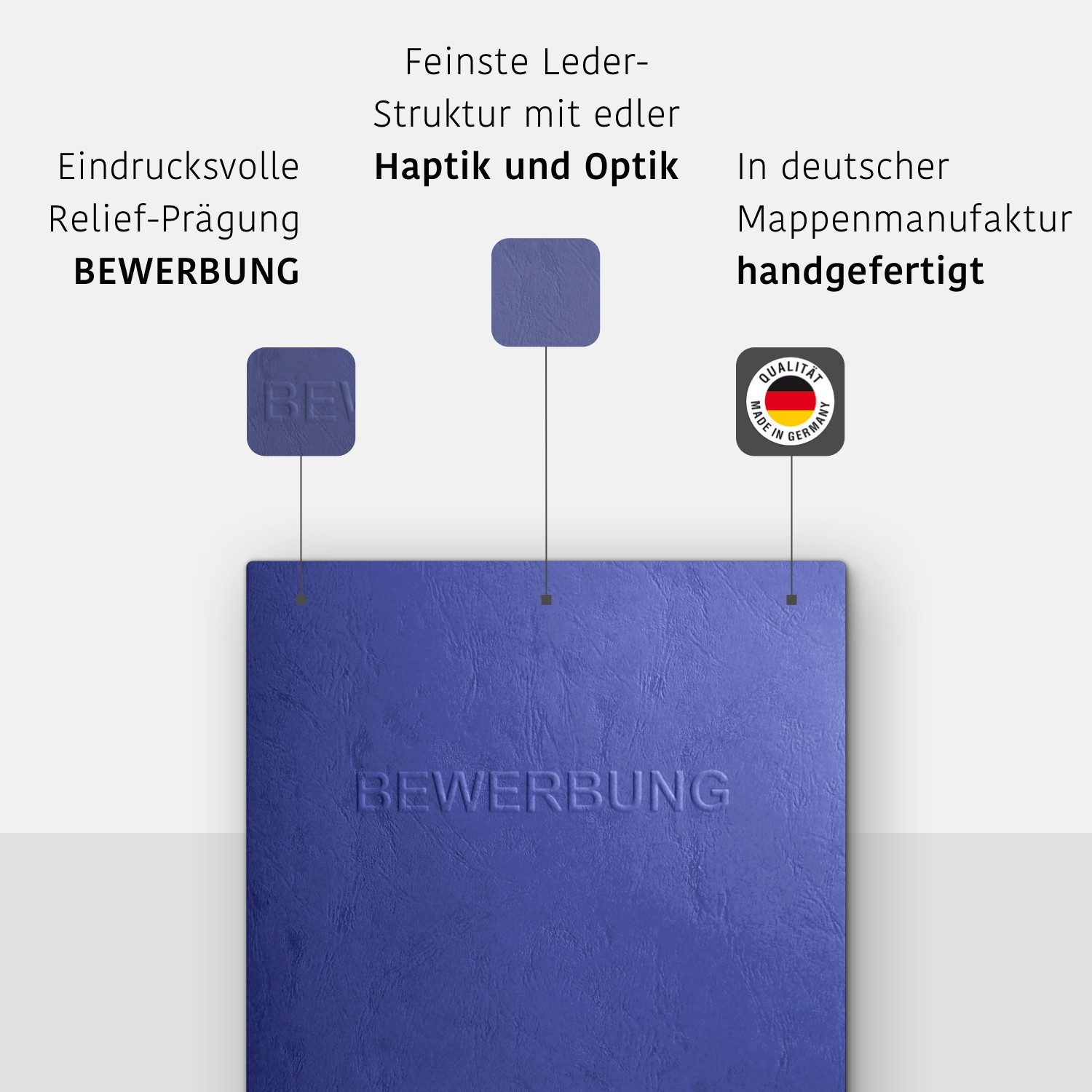 STRATAG Bewerbungsmappe in feinster Lederstruktur - 10 Stück 3-teilig mit 2 Klemmschienen (Set, 10-St., mit hochwertiger Relief-Prägung BEWERBUNG), direkt vom H – Bild 3 von 5