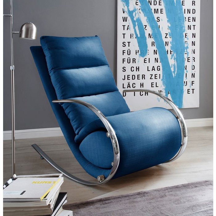 MCA furniture Esszimmerstuhl Schaukelstuhl York mit Hocker blau (1 Stück)