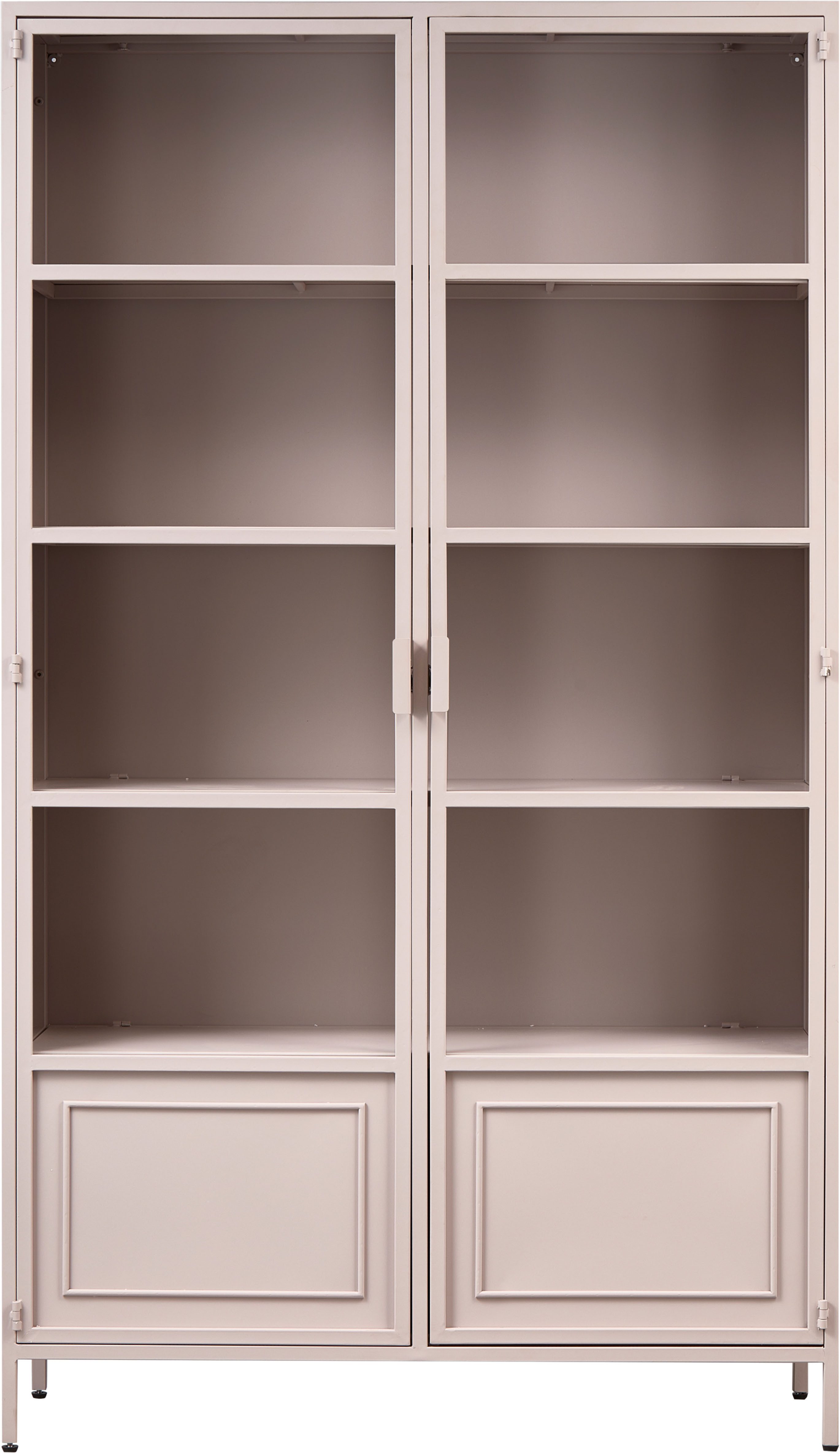 WOOOD Vitrine Ronja XL Metall pulverbeschichtet mit Glastüren, H189 x B110 x T43 cm Tragkraft 20 kg pro Boden, einfach zu montierbar, pfleigleicht